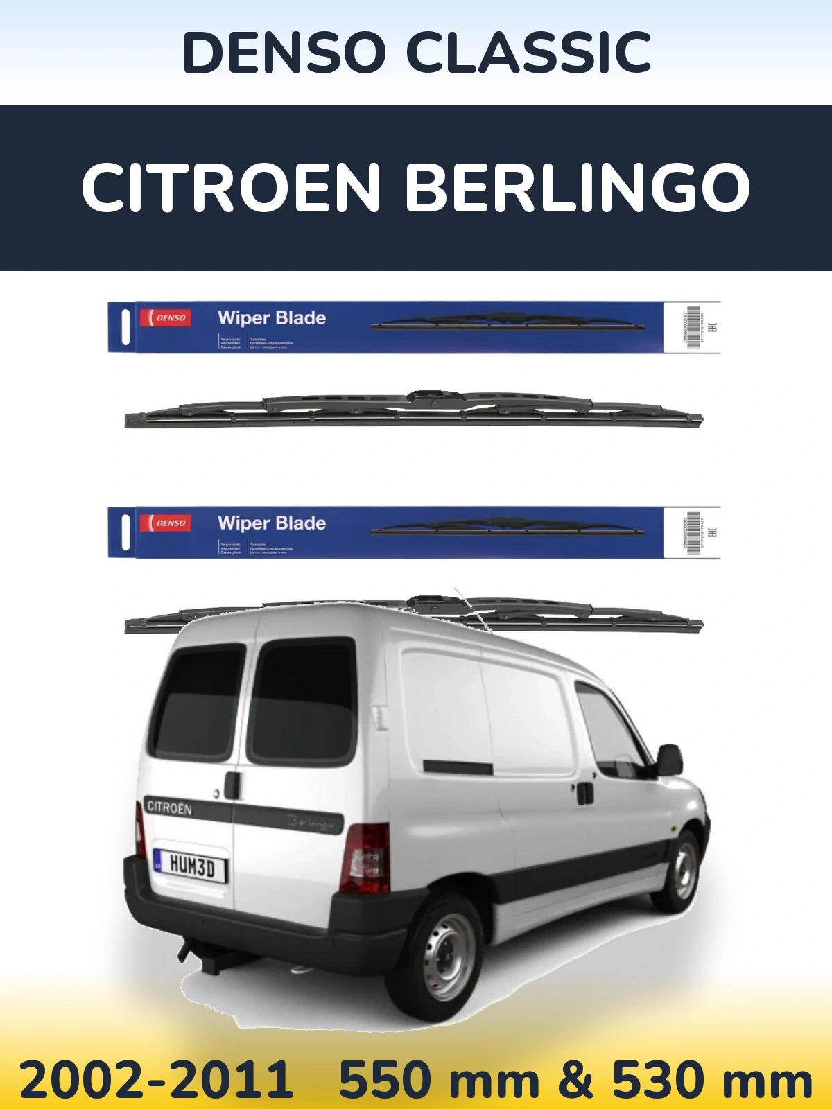 Комплект передних дворников Denso Classic 550 & 530 мм для Citroen Berlingo 2002-2011