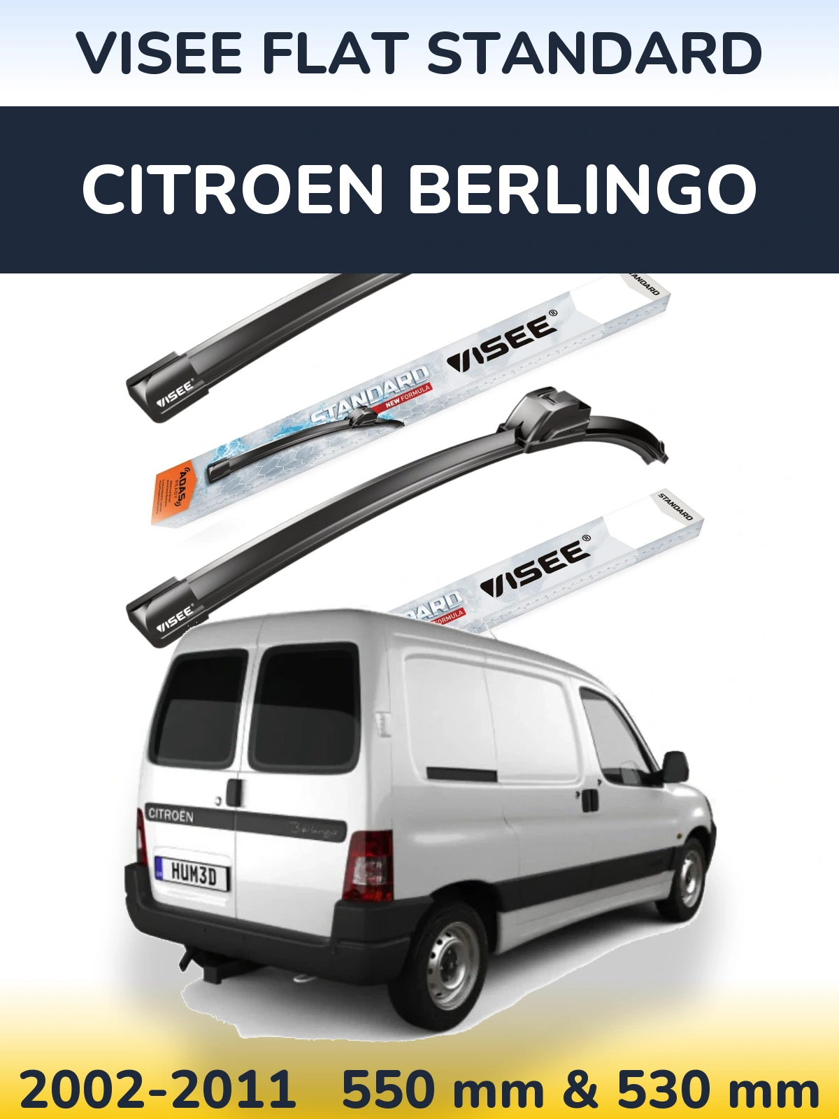 Комплект передніх щіток VISEE FLAT STANDARD 550 & 530 мм для Citroen Berlingo 2002-2011
