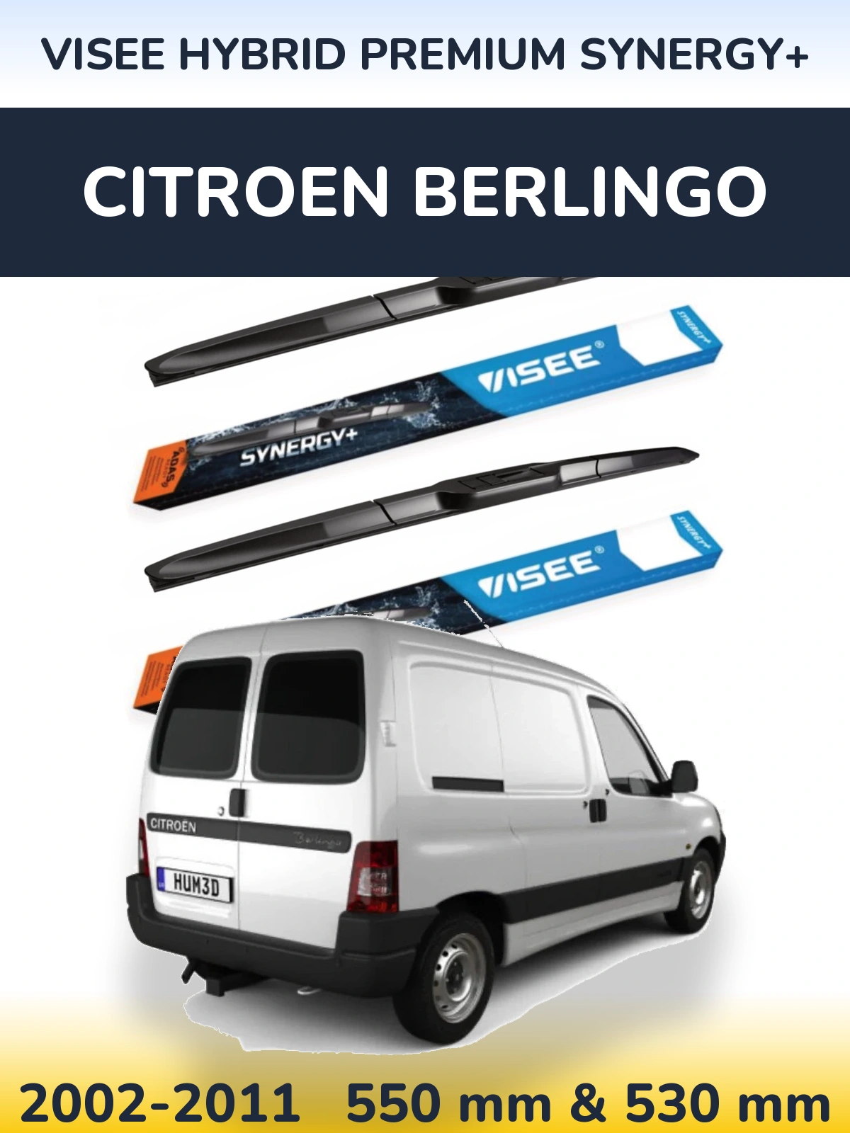 Комплект передних дворников VISEE HYBRID PREMIUM SYNERGY+ 550 & 530 мм для Citroen Berlingo 2002-2011