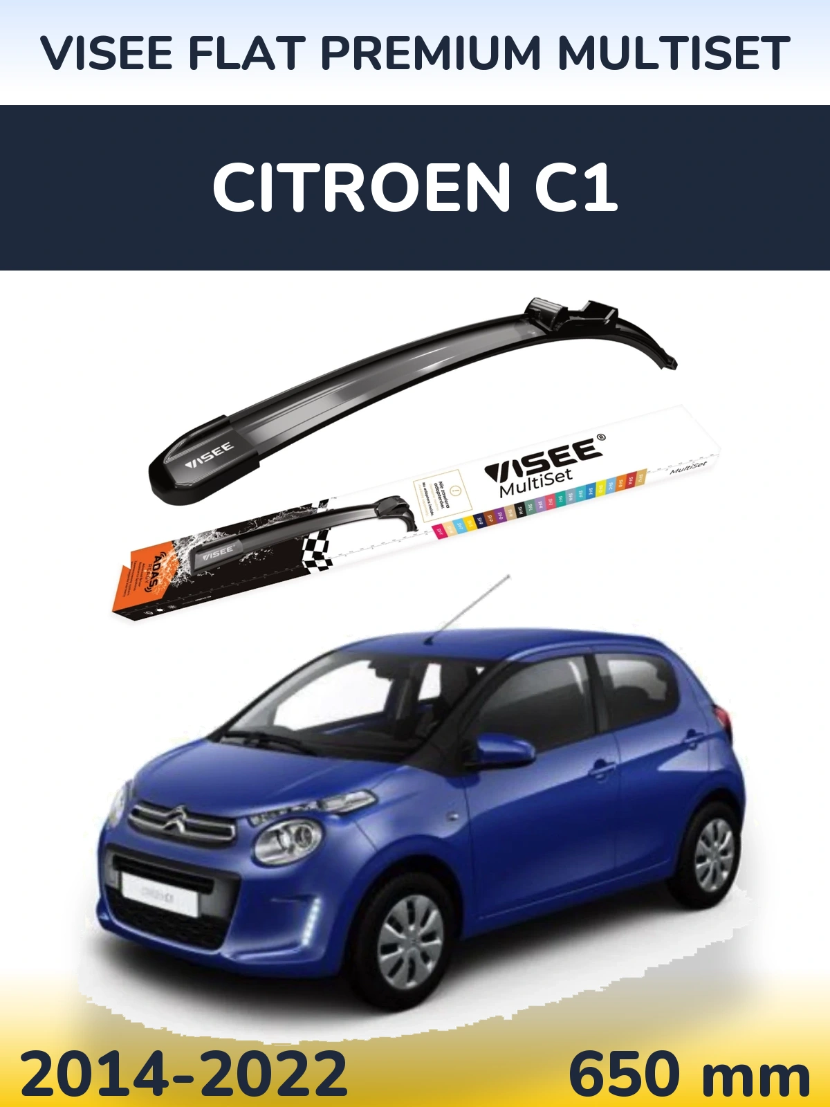 Torkarblad VISEE FLAT PREMIUM MultiSet för Citroen C1