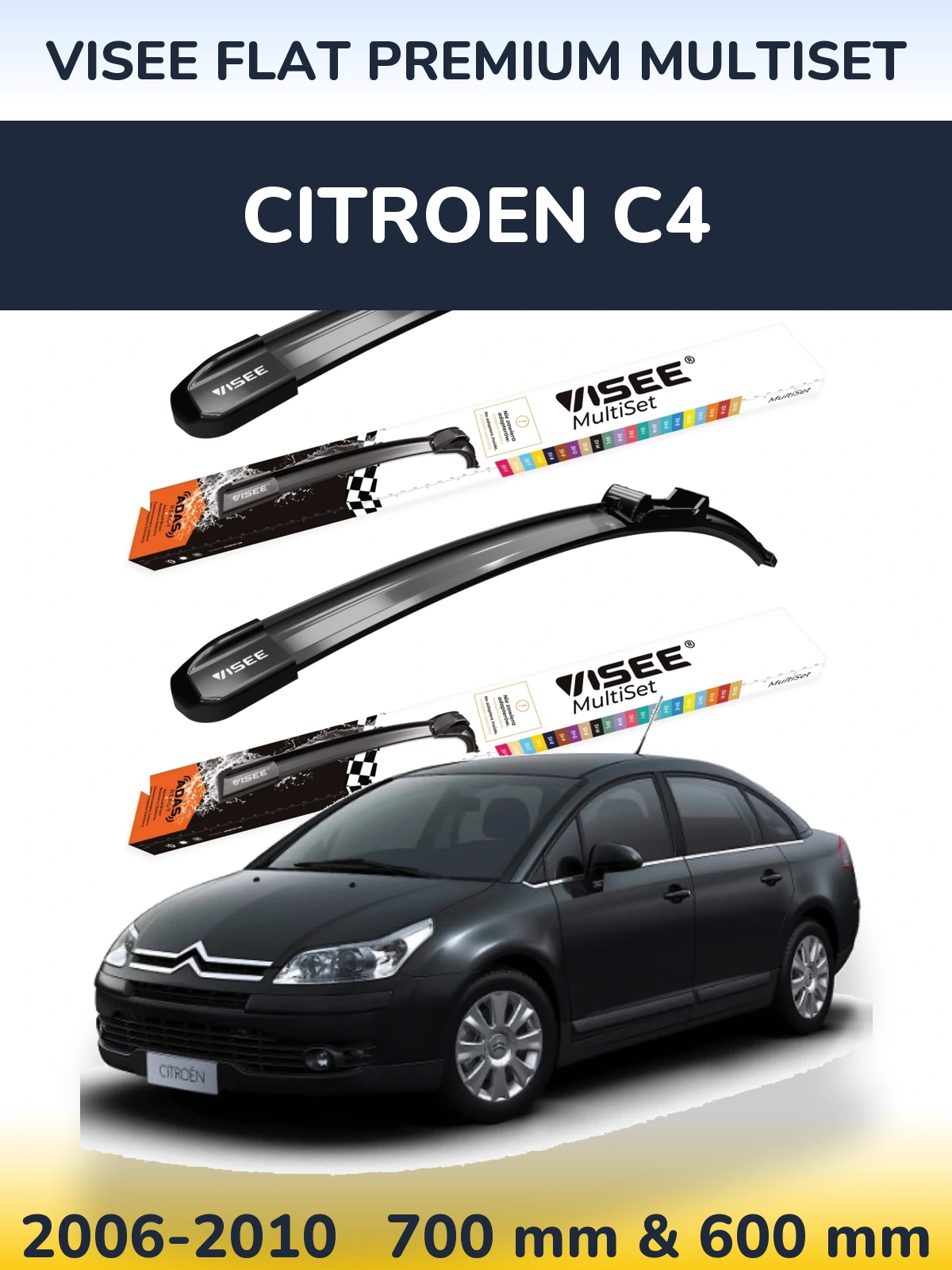 Torkarblad VISEE FLAT PREMIUM MultiSet för Citroen C4
