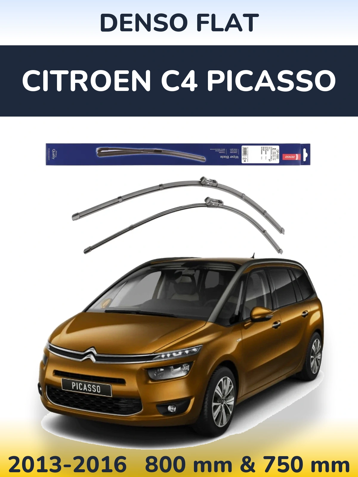 Комплект передних дворников Denso Flat 800 & 750 мм для Citroen C4 Picasso 2013-2016