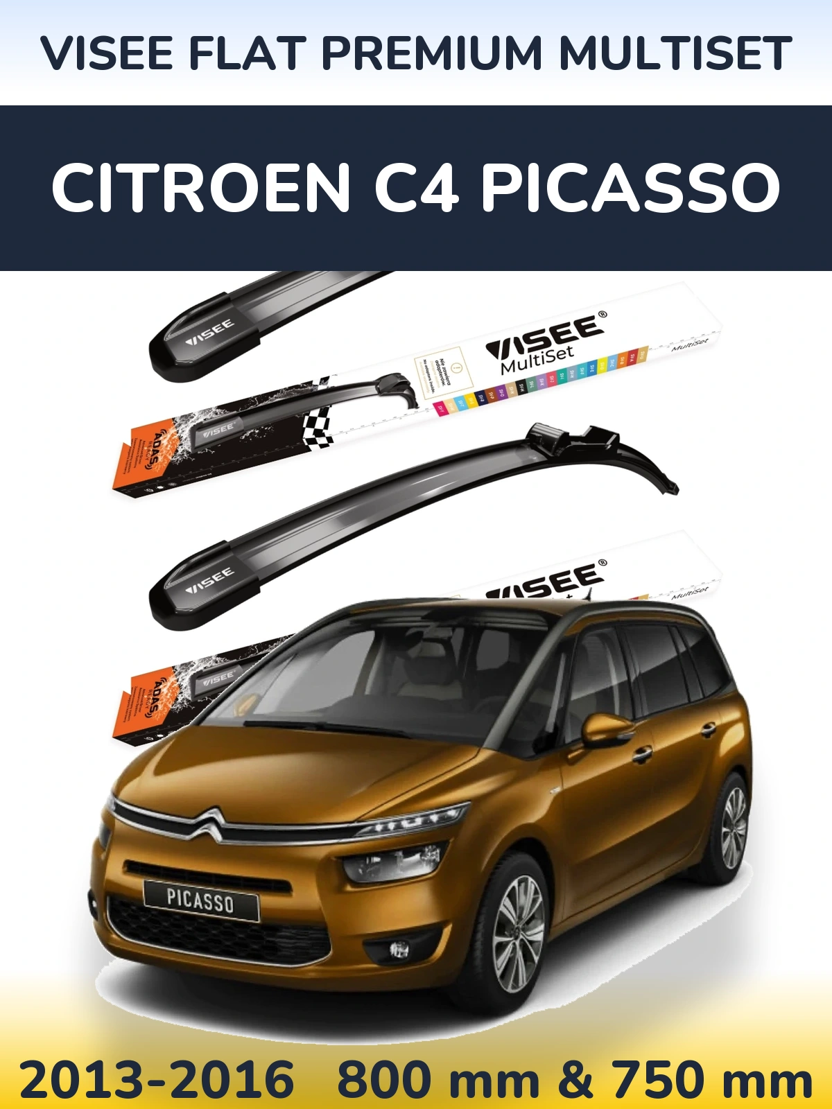 Torkarblad VISEE FLAT PREMIUM MultiSet för Citroen C4 Picasso