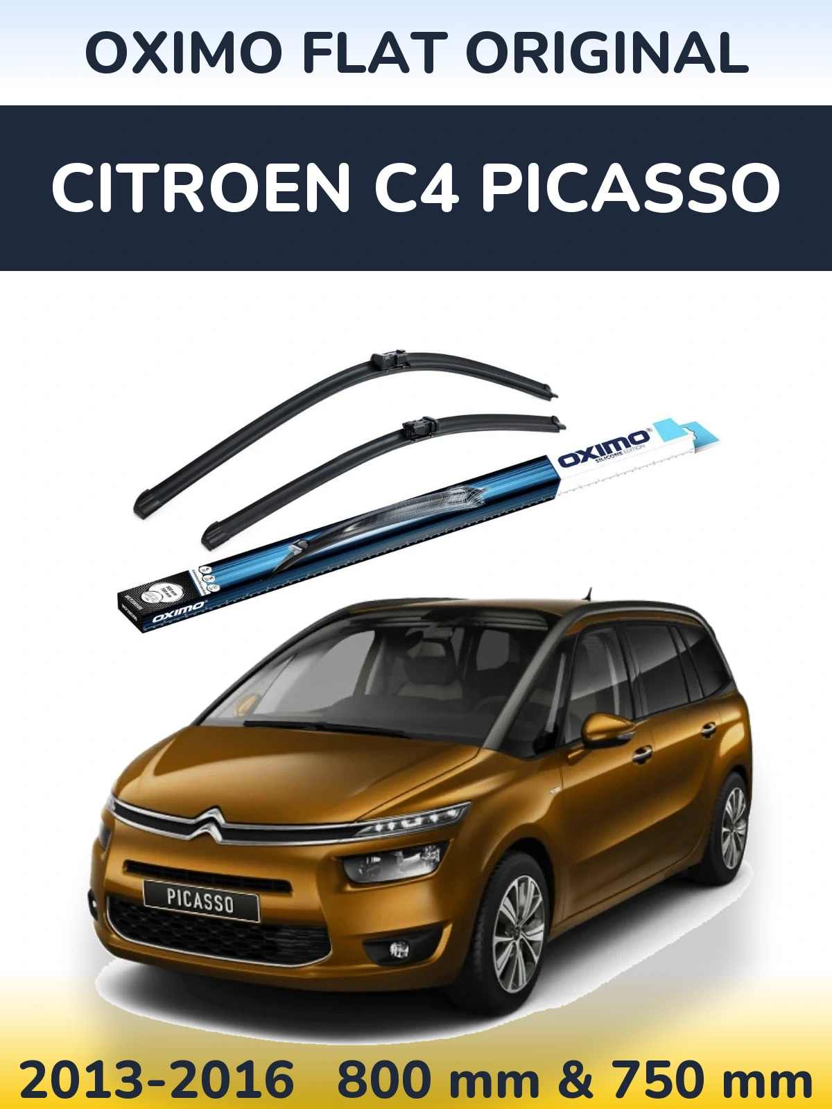 Комплект передних дворников Oximo Flat Original 800 & 750 мм для Citroen C4 Picasso 2013-2016