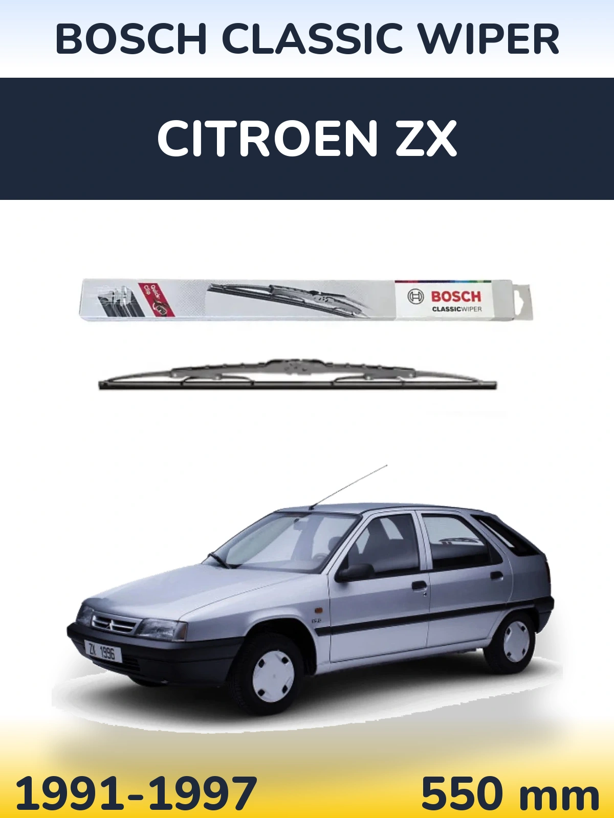 Передний дворник BOSCH Classic Wiper 550 мм для Citroen ZX 1991-1997