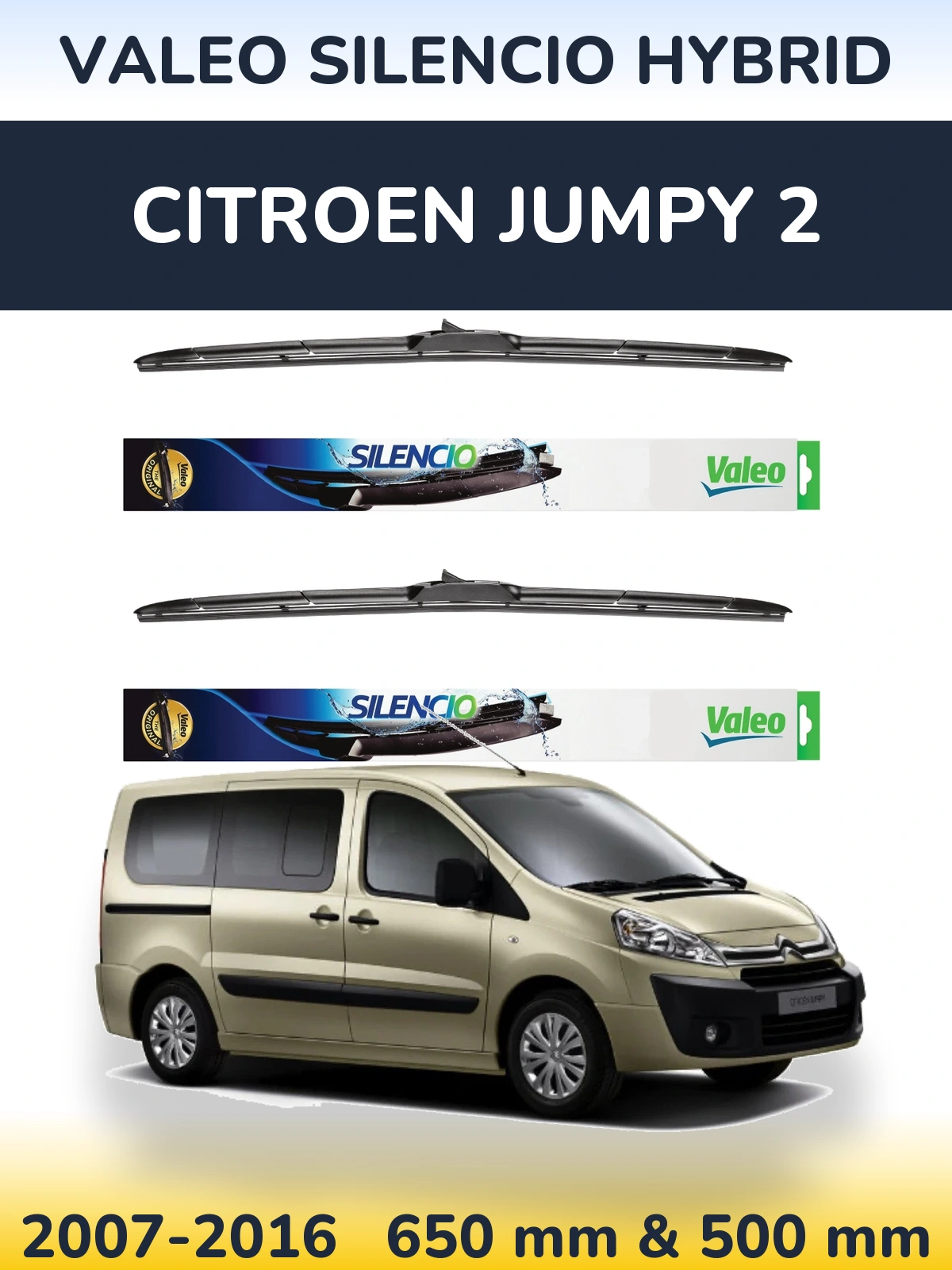 Torkarblad Valeo Silencio Hybrid för Citroen Jumpy 2