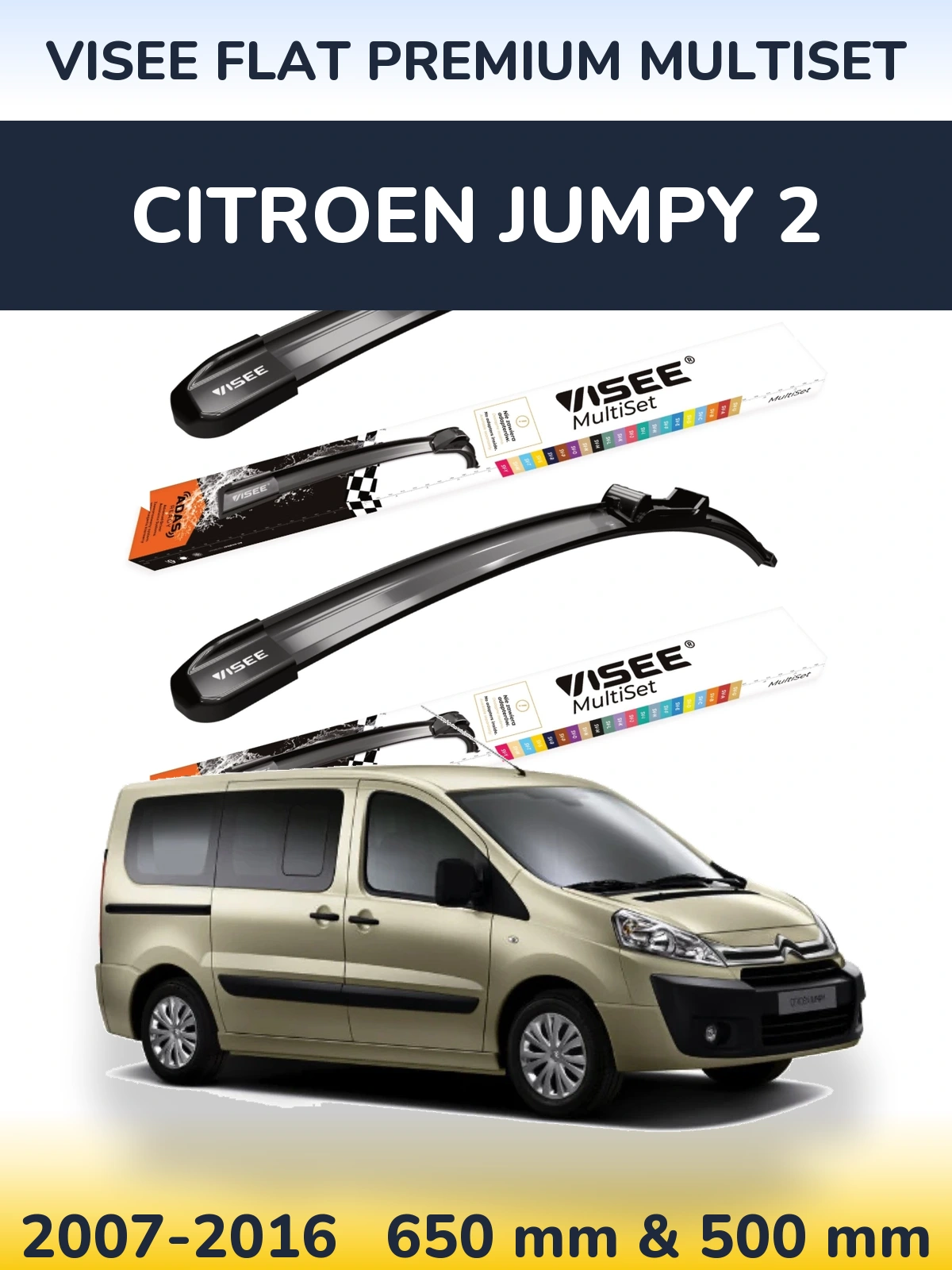 Torkarblad VISEE FLAT PREMIUM MultiSet för Citroen Jumpy 2