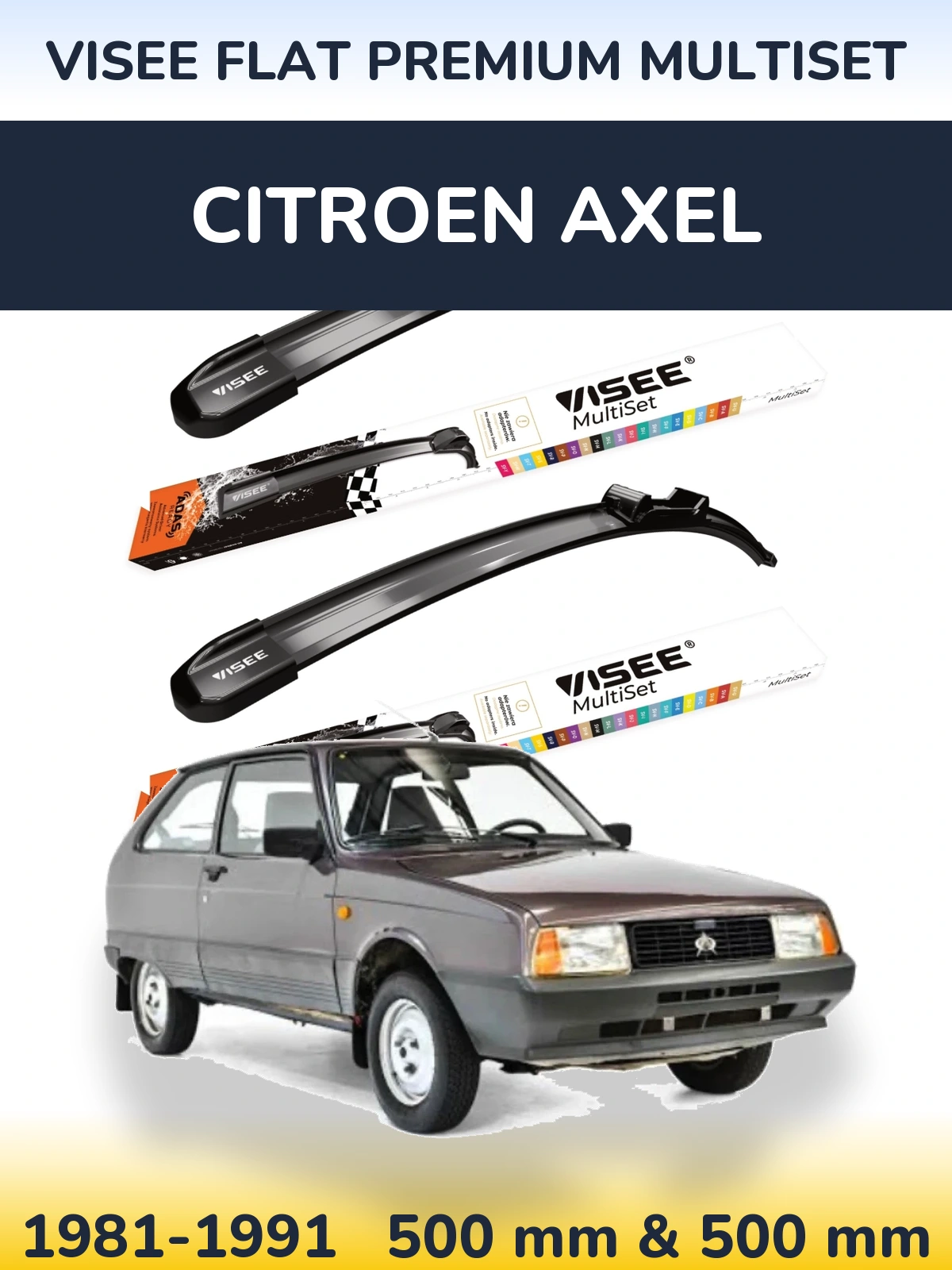 Torkarblad VISEE FLAT PREMIUM MultiSet för Citroen Axel