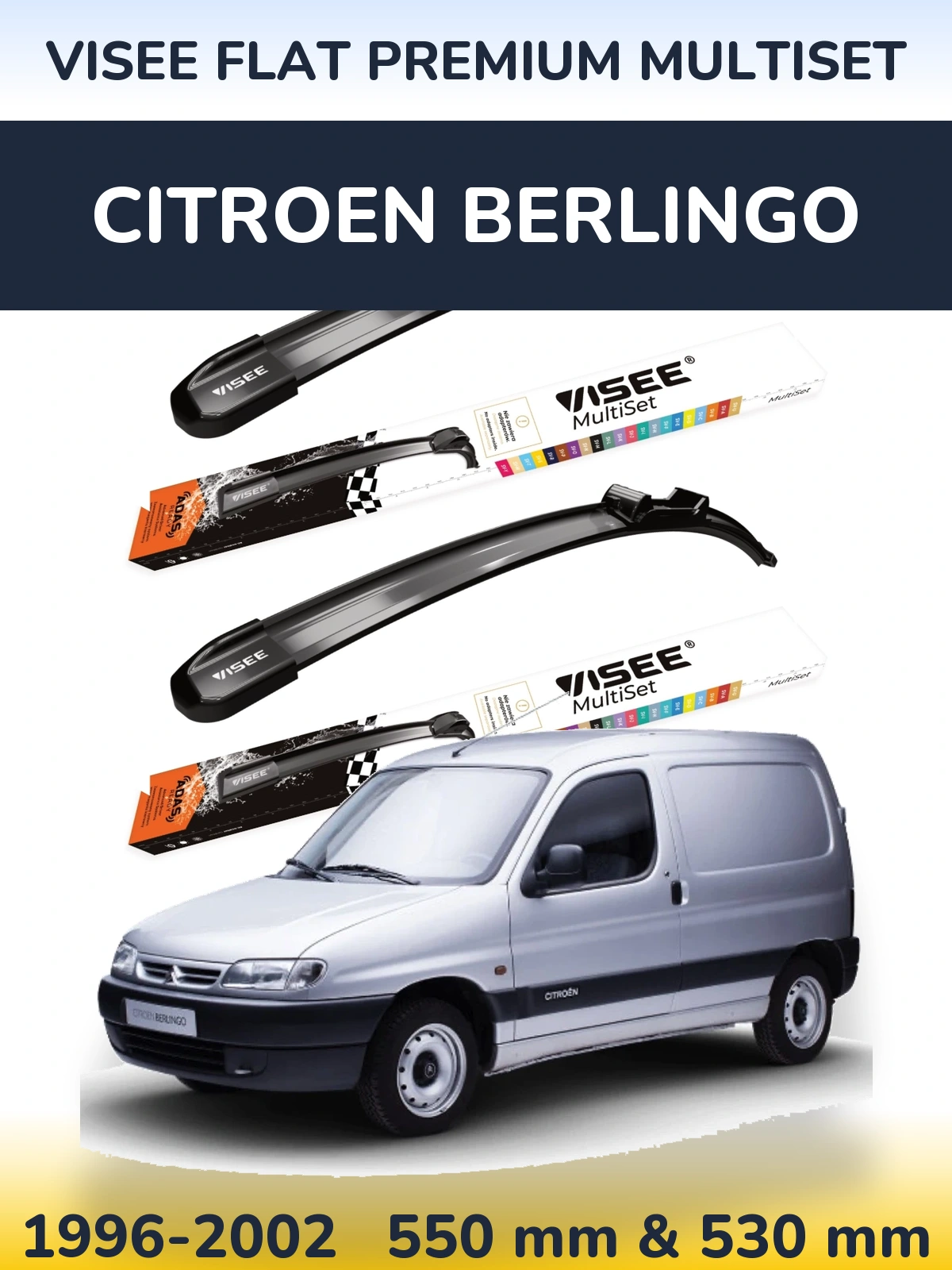 Torkarblad VISEE FLAT PREMIUM MultiSet för Citroen Berlingo