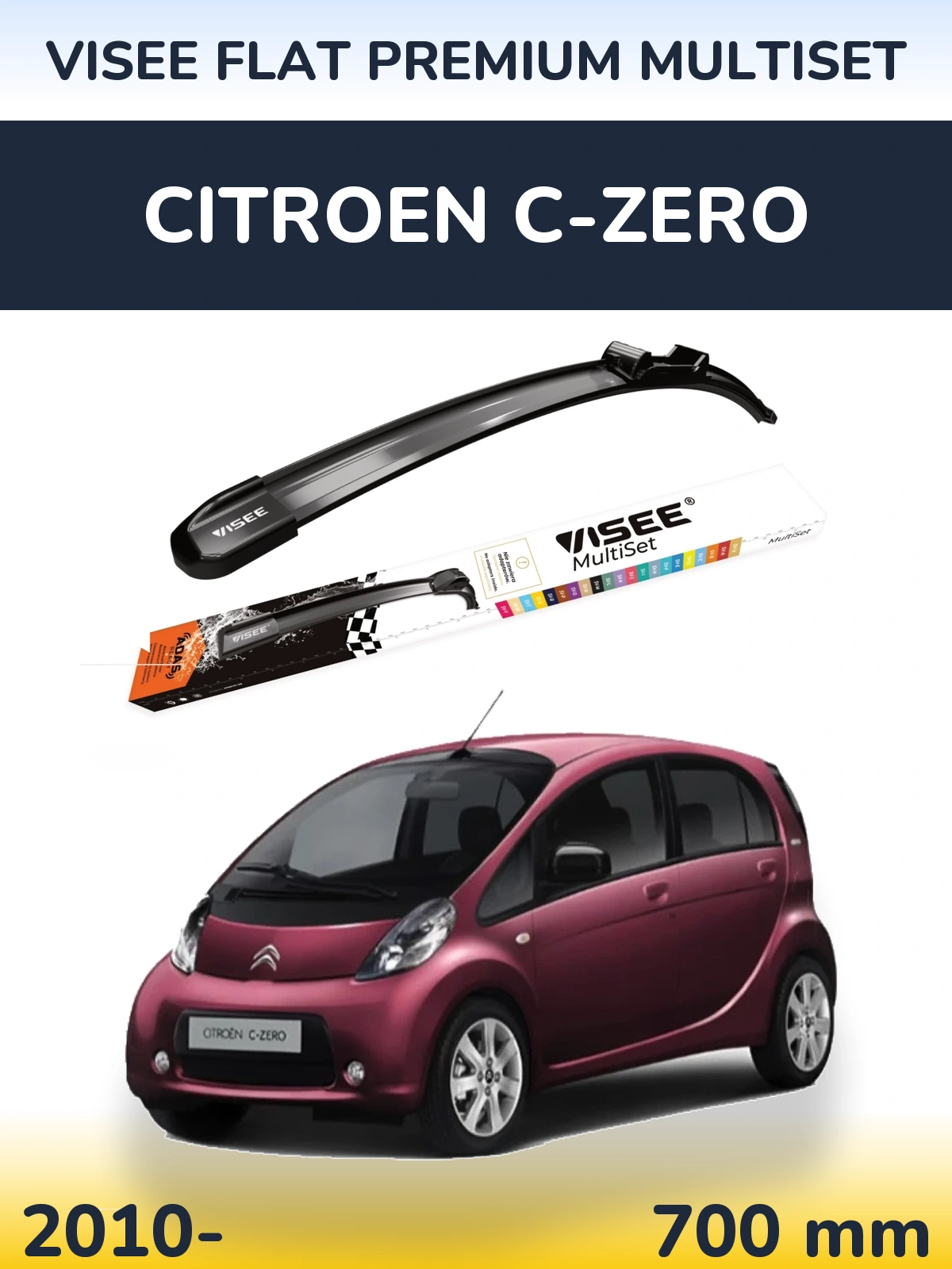 Torkarblad VISEE FLAT PREMIUM MultiSet för Citroen C-Zero