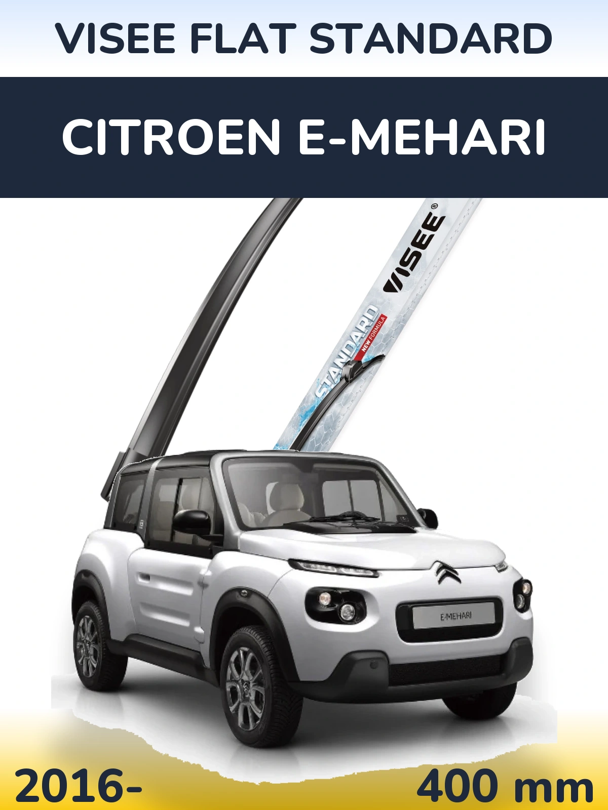 Передня щітка VISEE FLAT STANDARD 400 мм для Citroen E-Mehari 2016-2026