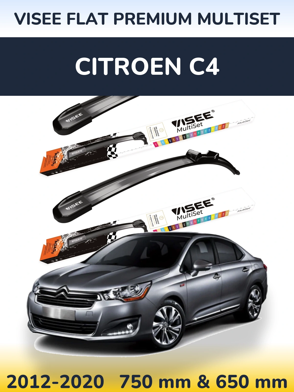 Torkarblad VISEE FLAT PREMIUM MultiSet för Citroen C4