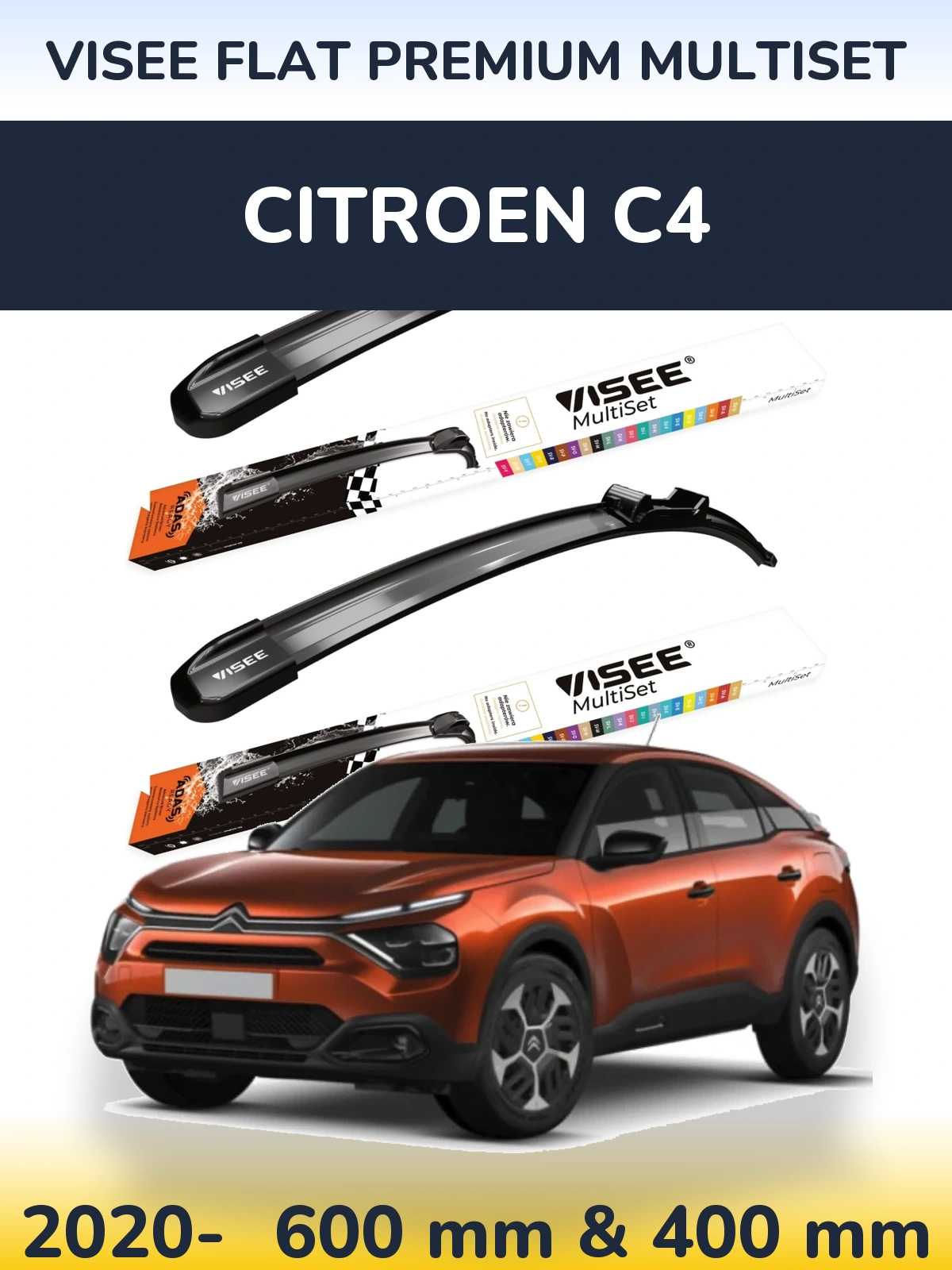 Torkarblad VISEE FLAT PREMIUM MultiSet för Citroen C4