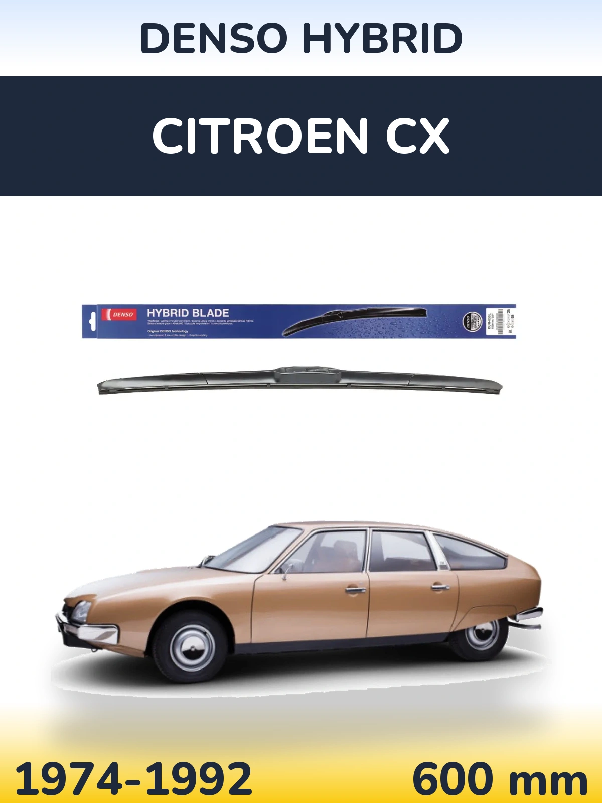 Front wiper blade Denso Hybrid 600 mm for Citroen CX 1974-1992