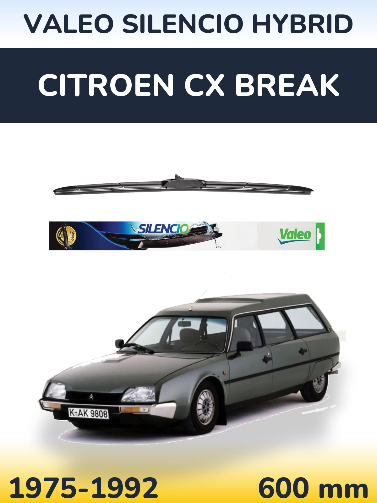 Передний дворник Valeo Silencio Hybrid 600 мм для Citroen CX Break 1975-1992