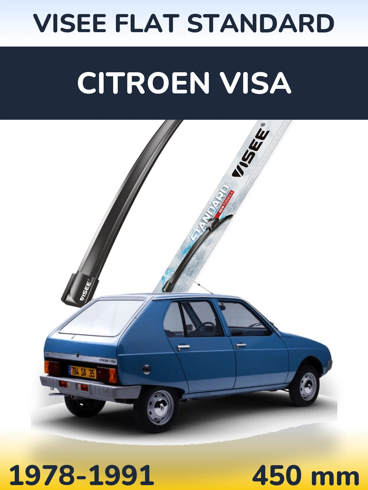 Передня щітка VISEE FLAT STANDARD 450 мм для Citroen Visa 1978-1991