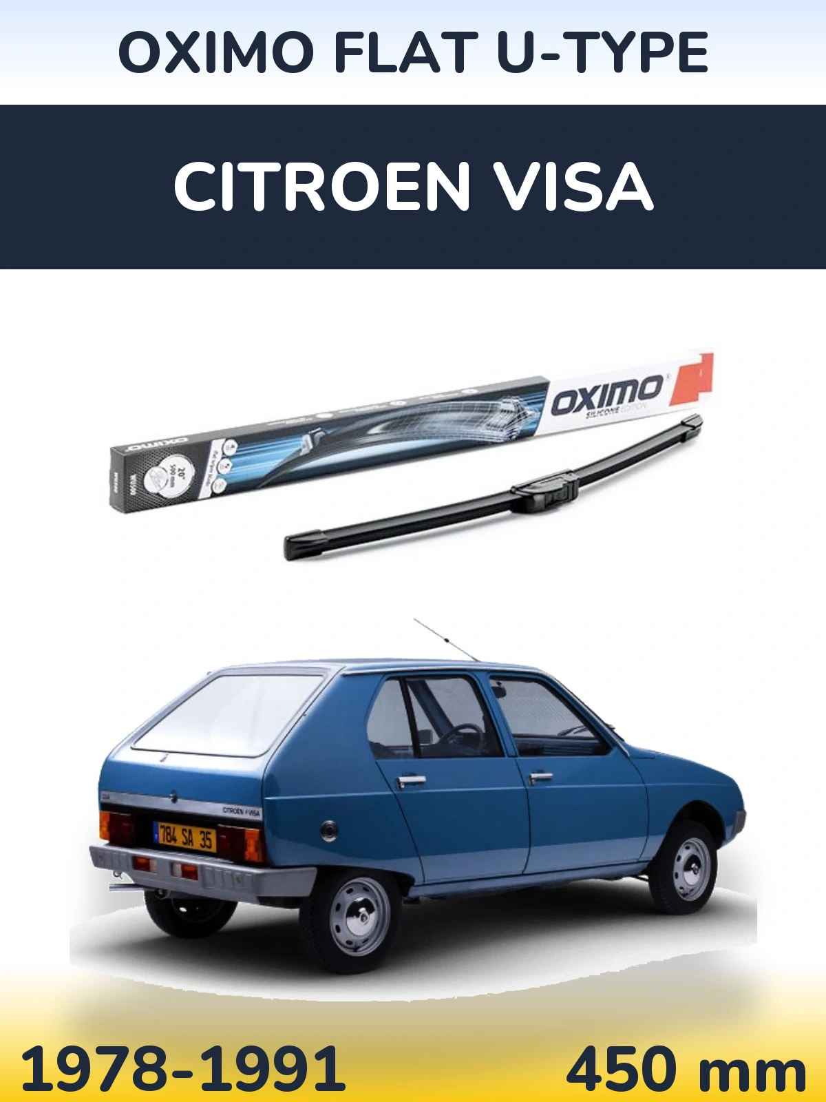 Передня щітка Oximo Flat U-type 450 мм для Citroen Visa 1978-1991
