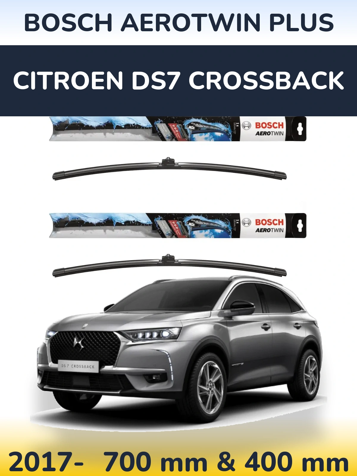 Torkarblad BOSCH AeroTwin Plus för Citroen DS7 Crossback