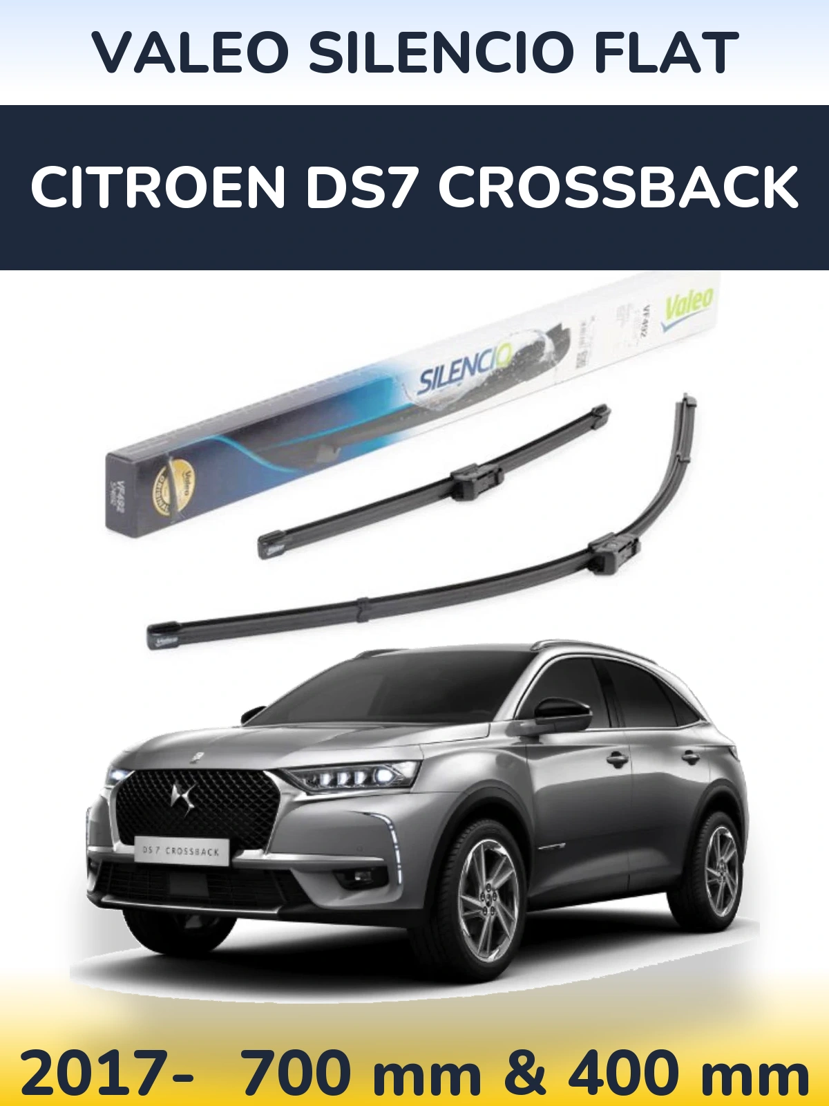 Torkarblad Valeo Silencio Flat för Citroen DS7 Crossback