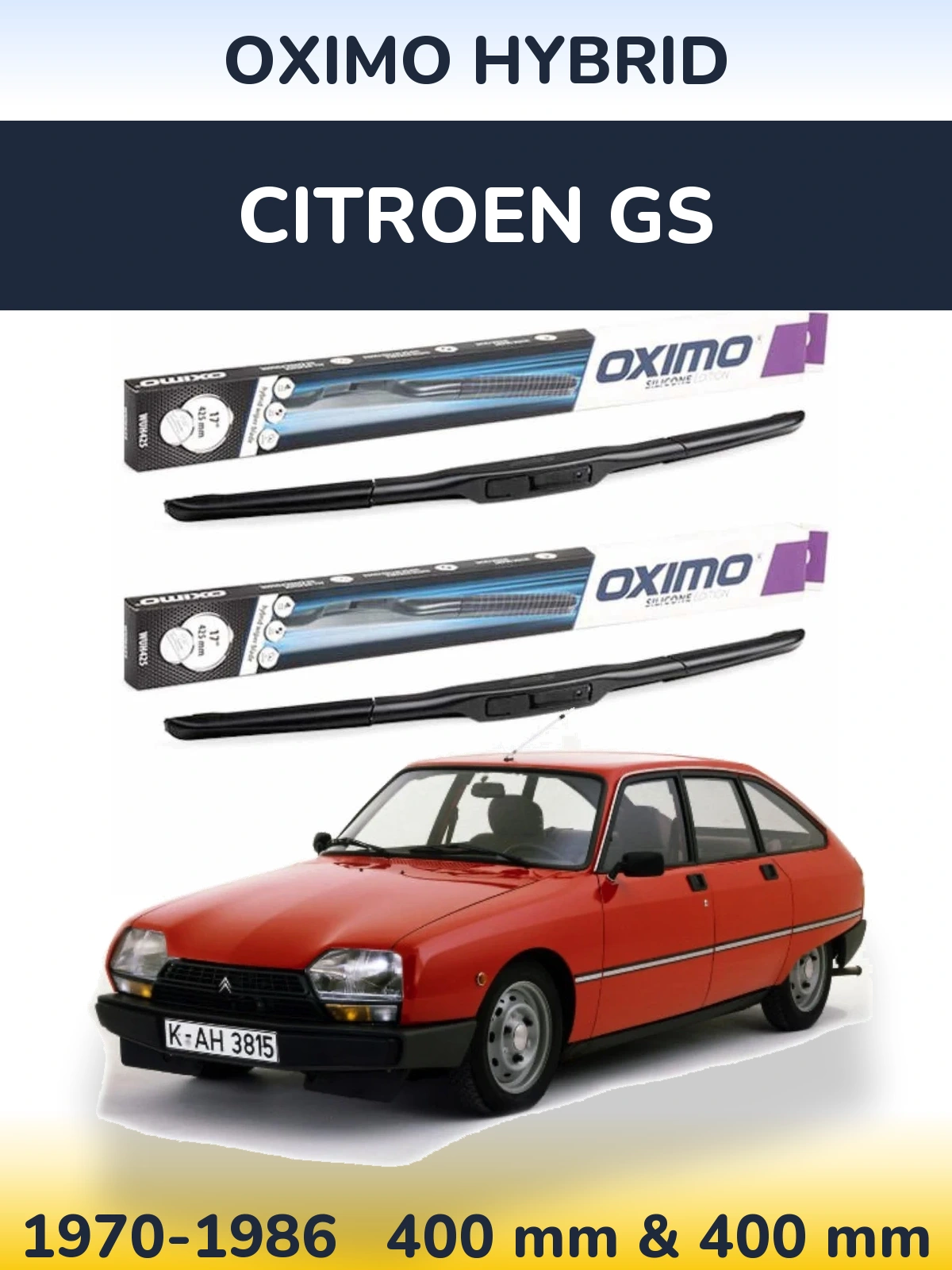 Комплект передніх щіток Oximo Hybrid 400 & 400 мм для Citroen GS 1970-1986