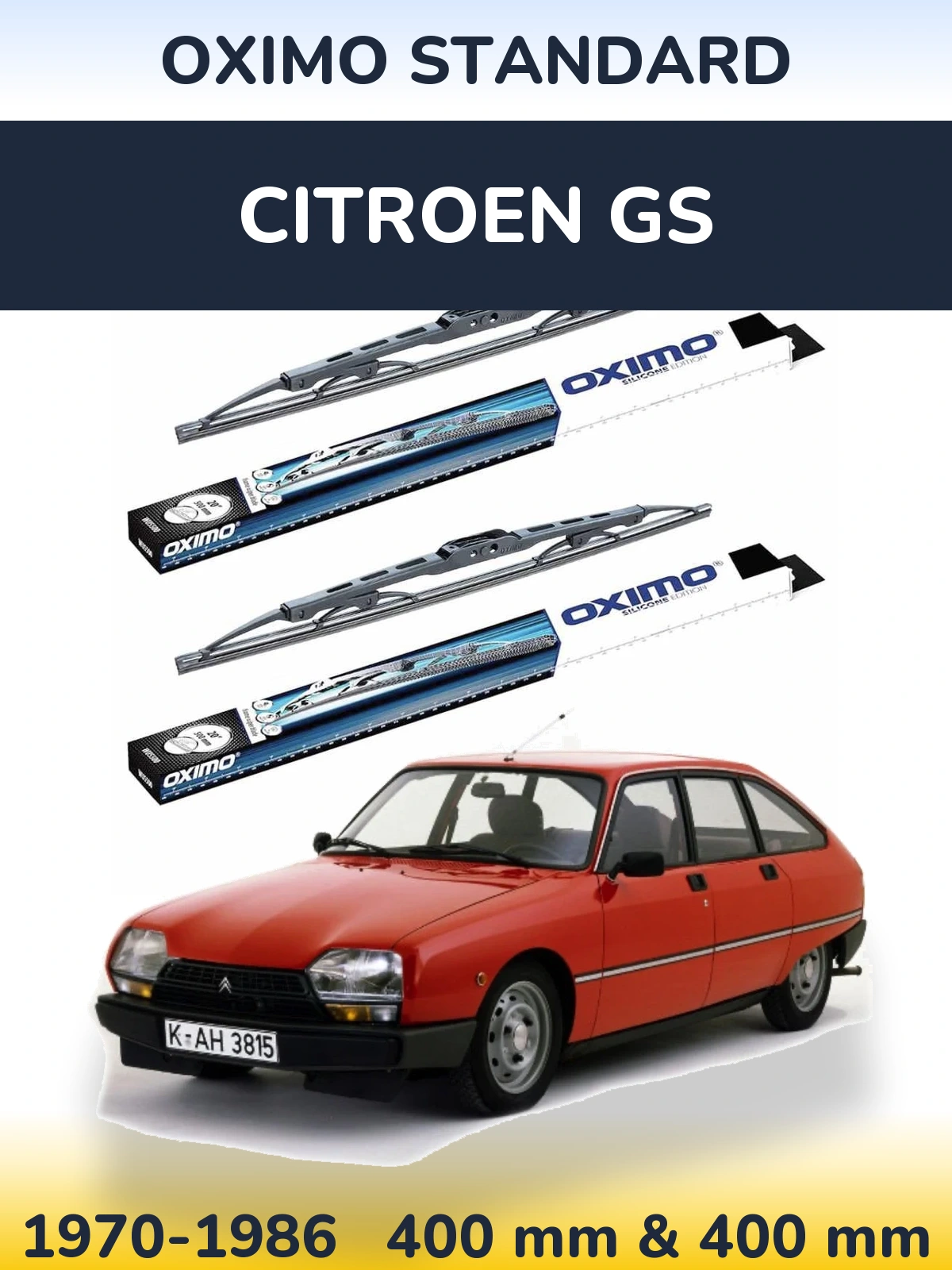 Комплект передніх щіток Oximo Standard 400 & 400 мм для Citroen GS 1970-1986