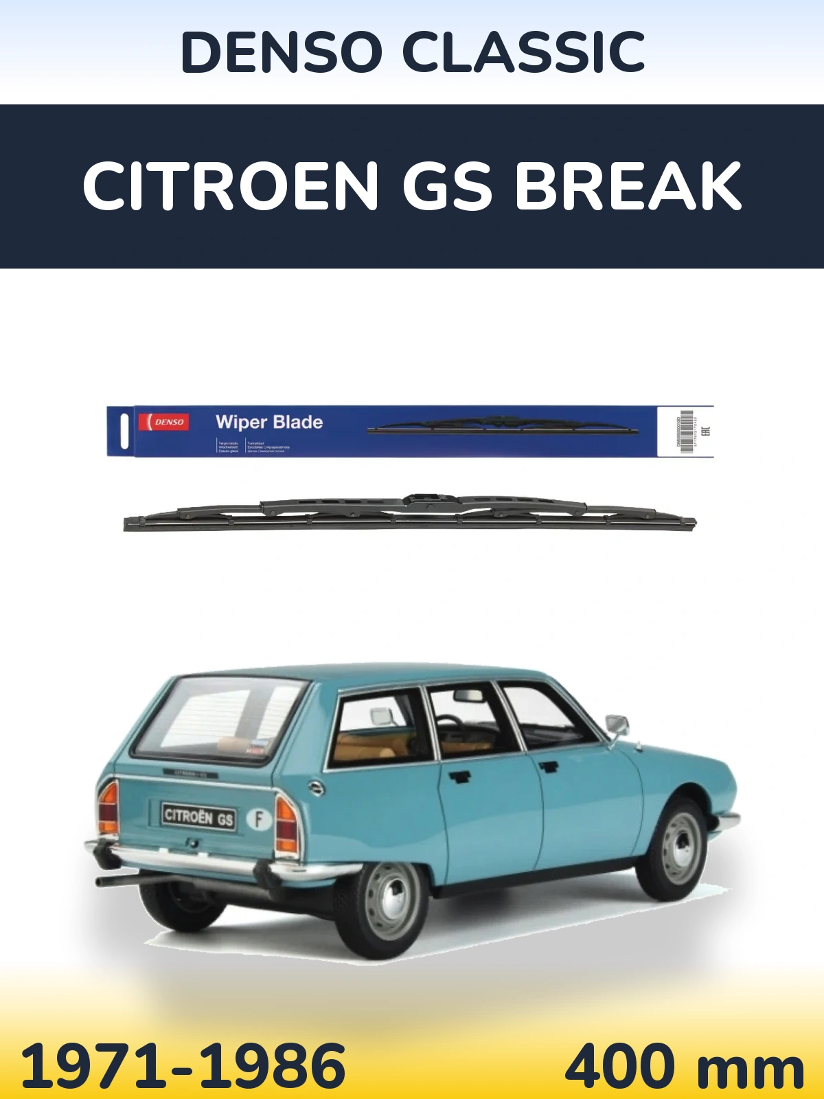 Задня щітка Denso Classic 400 мм для Citroen GS Break 1971-1986