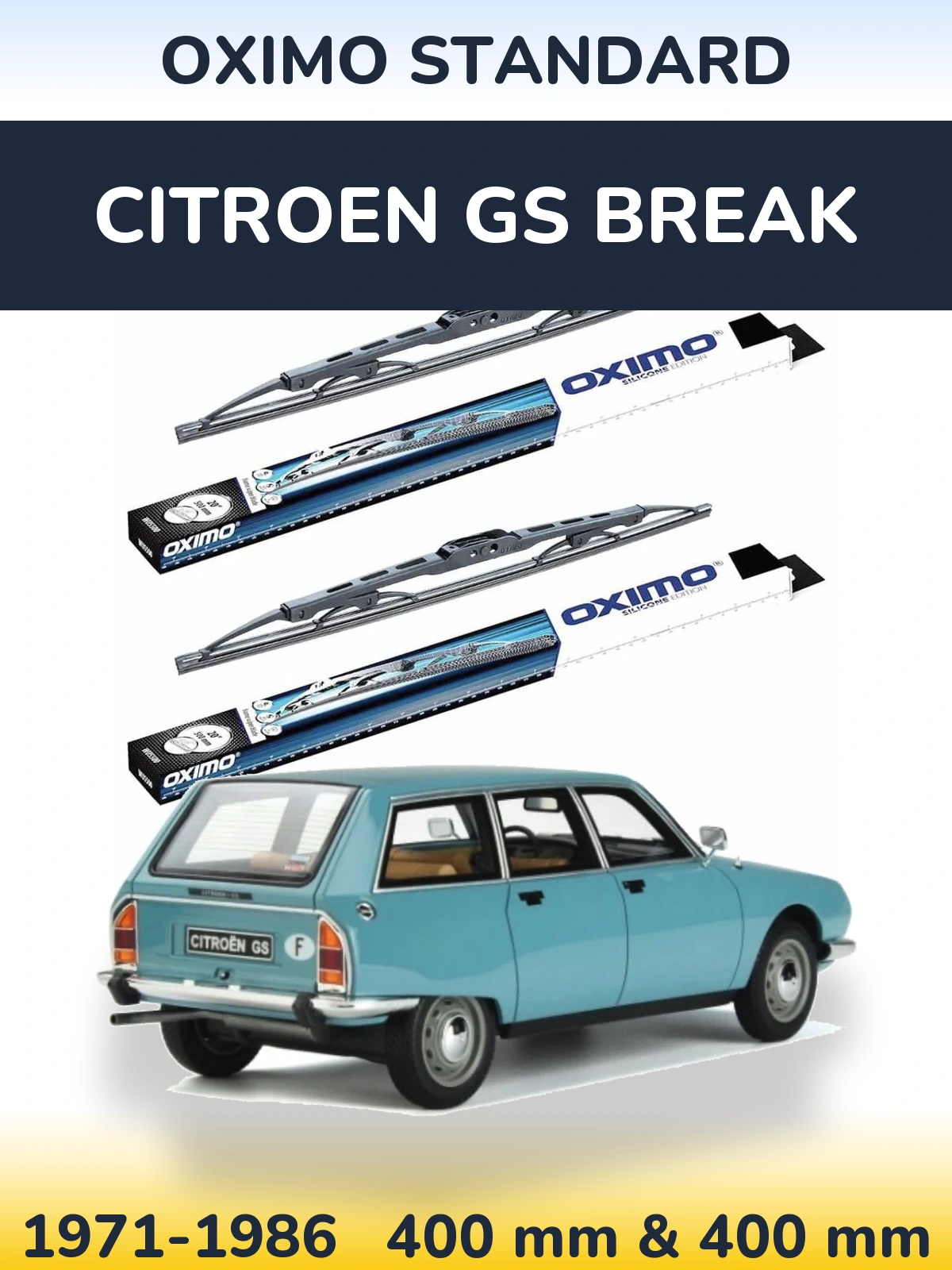 Комплект передніх щіток Oximo Standard 400 & 400 мм для Citroen GS Break 1971-1986