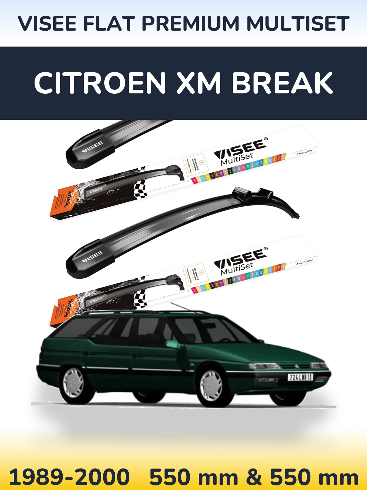 Torkarblad VISEE FLAT PREMIUM MultiSet för Citroen XM Break