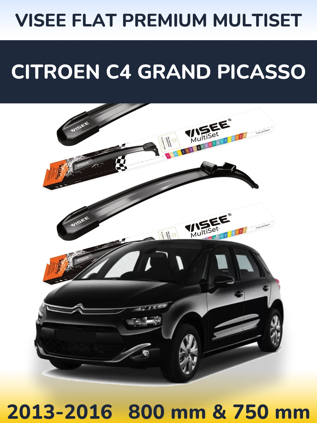 Torkarblad VISEE FLAT PREMIUM MultiSet för Citroen C4 Grand Picasso