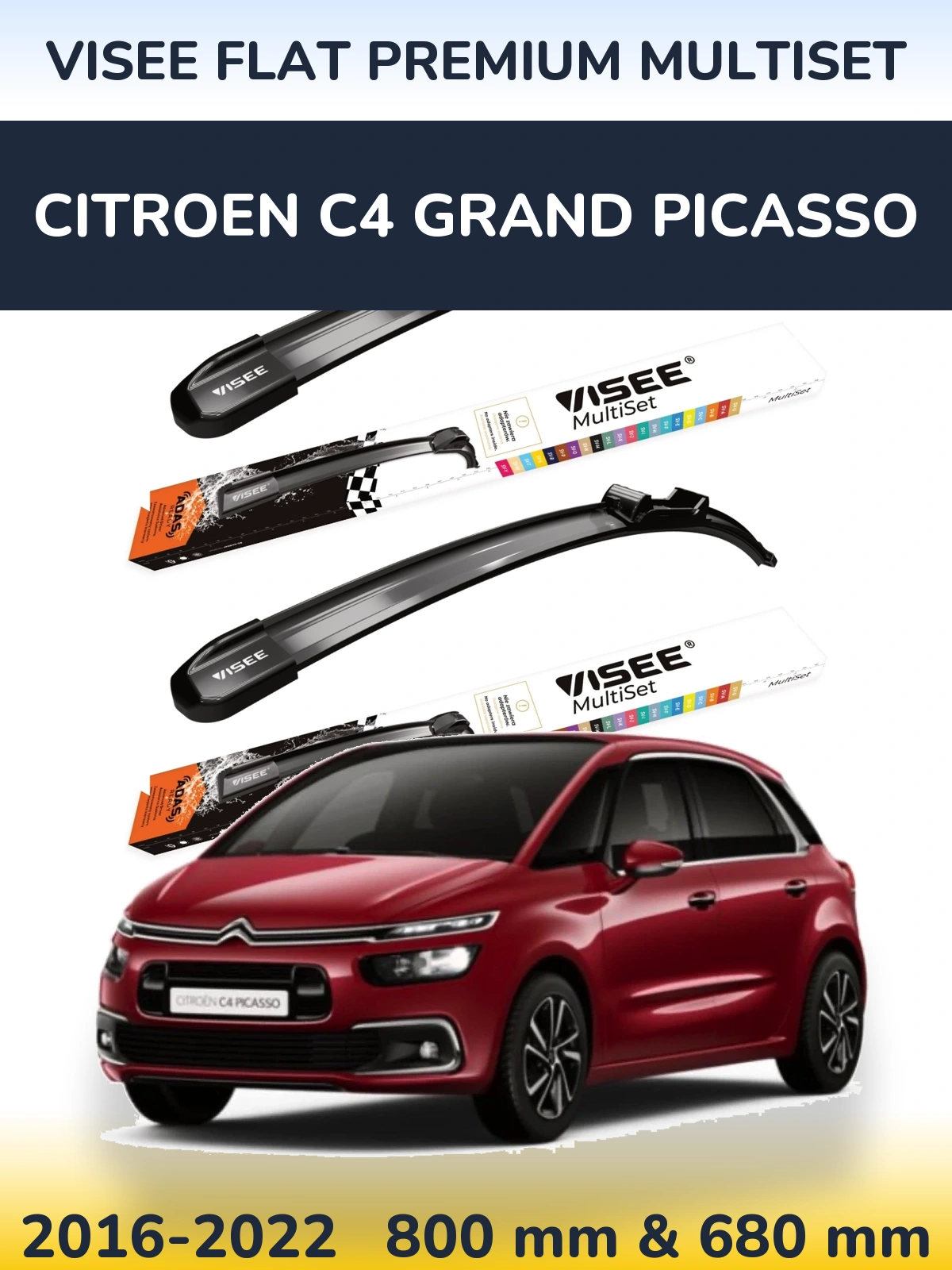 Torkarblad VISEE FLAT PREMIUM MultiSet för Citroen C4 Grand Picasso