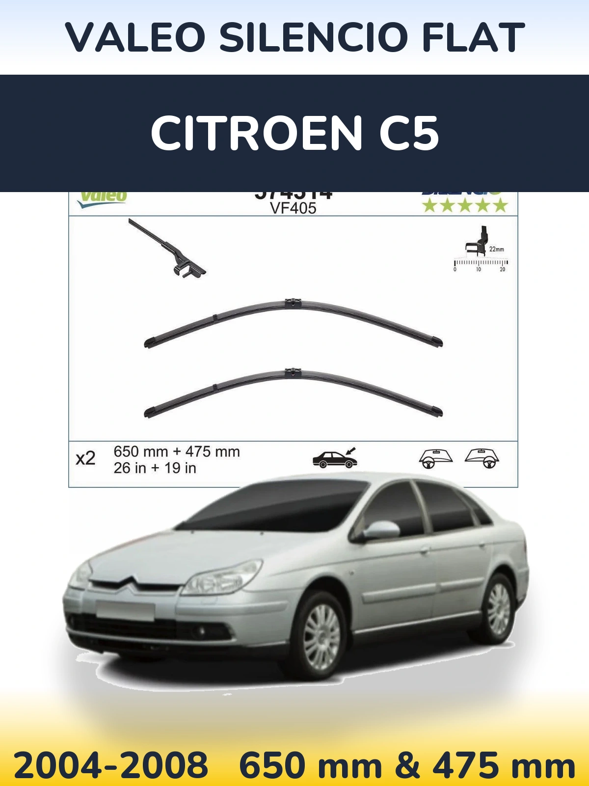 Torkarblad Valeo Silencio Flat för Citroen C5