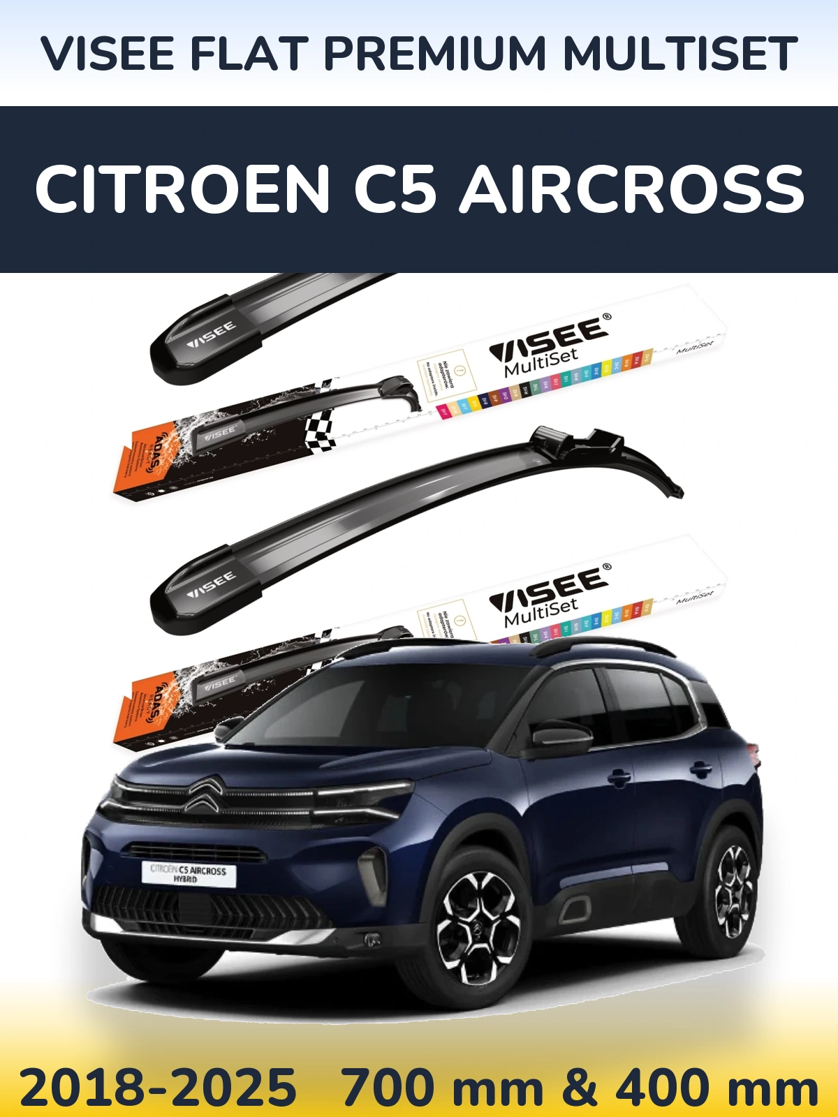 Torkarblad VISEE FLAT PREMIUM MultiSet för Citroen C5 Aircross