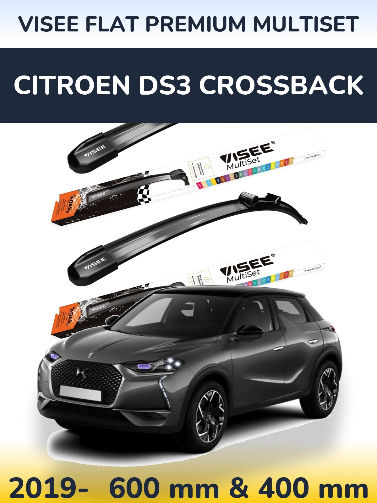 Torkarblad VISEE FLAT PREMIUM MultiSet för Citroen DS3 Crossback