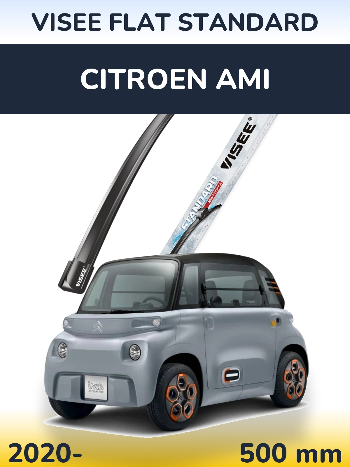 Передний дворник VISEE FLAT STANDARD 500 мм для Citroen Ami 2020-2026