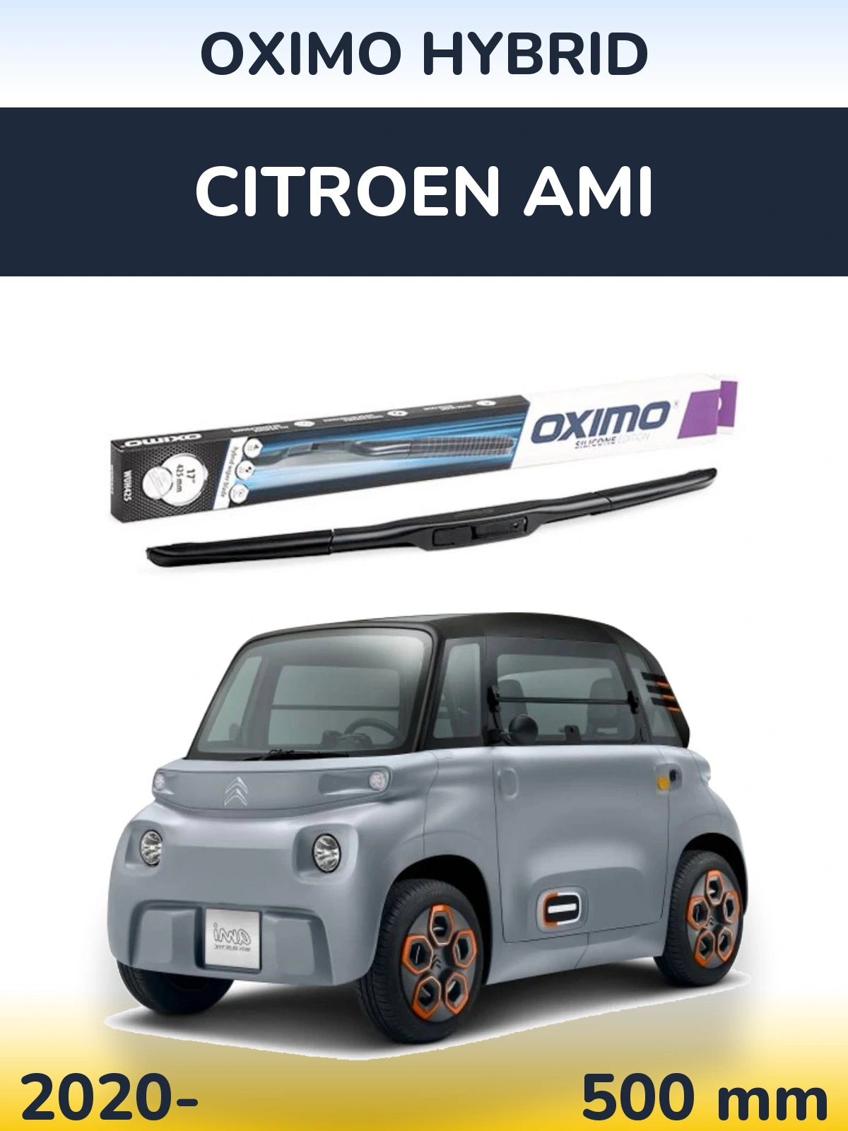 Передний дворник Oximo Hybrid 500 мм для Citroen Ami 2020-2026