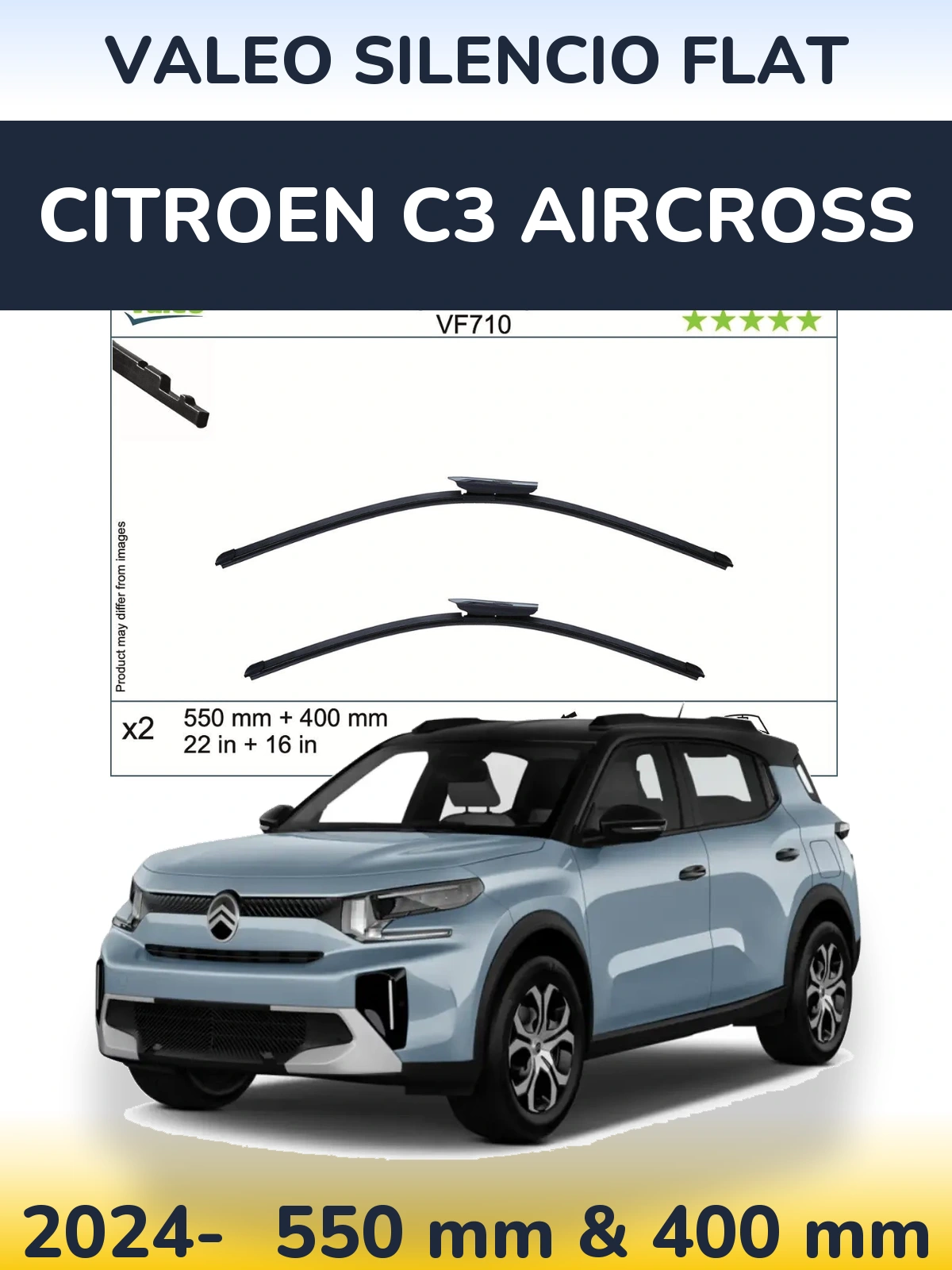 Torkarblad Valeo Silencio Flat för Citroen C3 Aircross