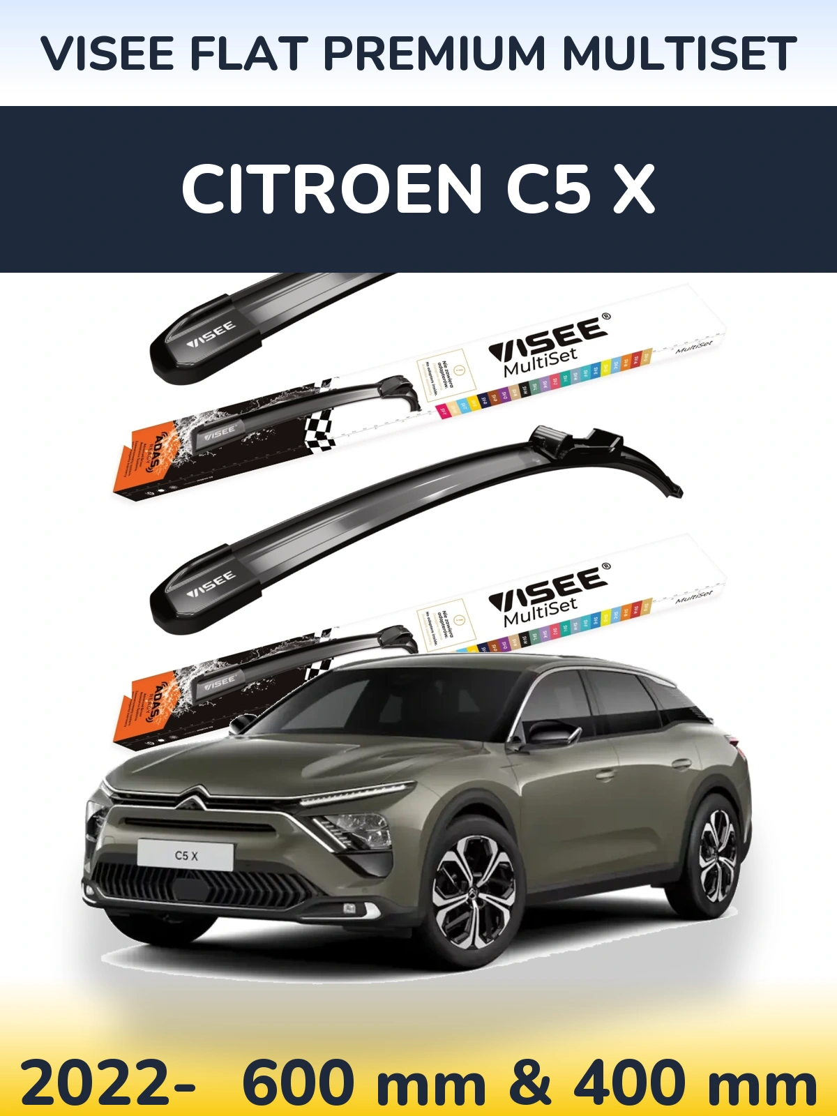 Torkarblad VISEE FLAT PREMIUM MultiSet för Citroen C5 X