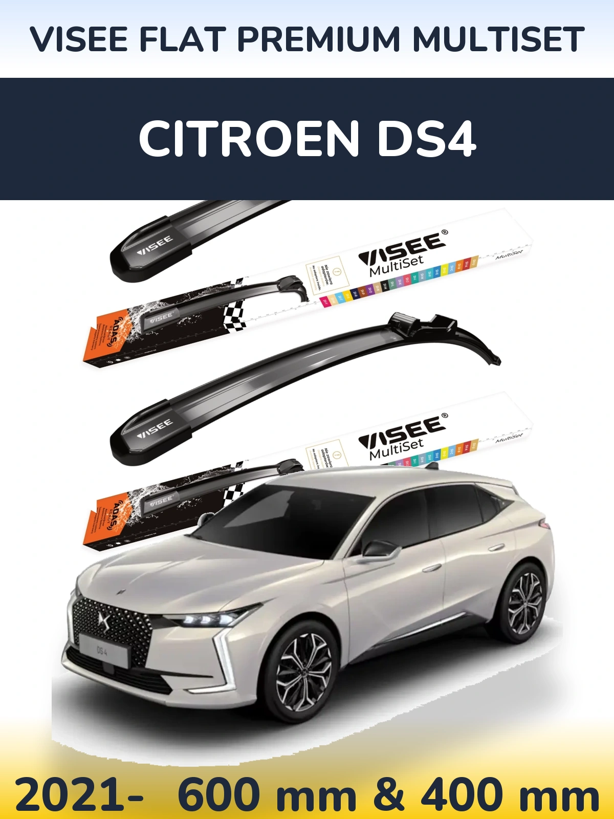 Torkarblad VISEE FLAT PREMIUM MultiSet för Citroen DS4