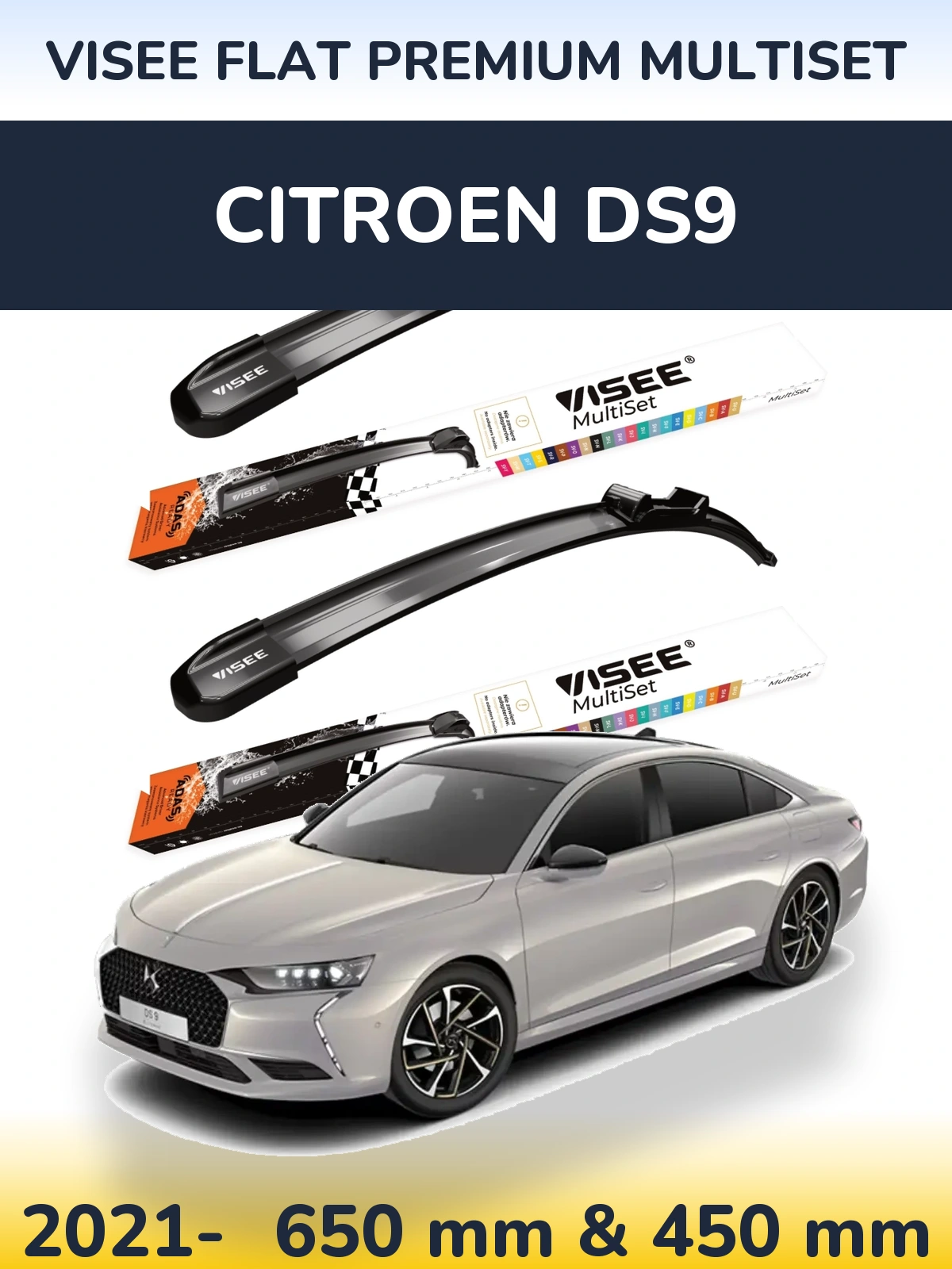 Torkarblad VISEE FLAT PREMIUM MultiSet för Citroen DS9