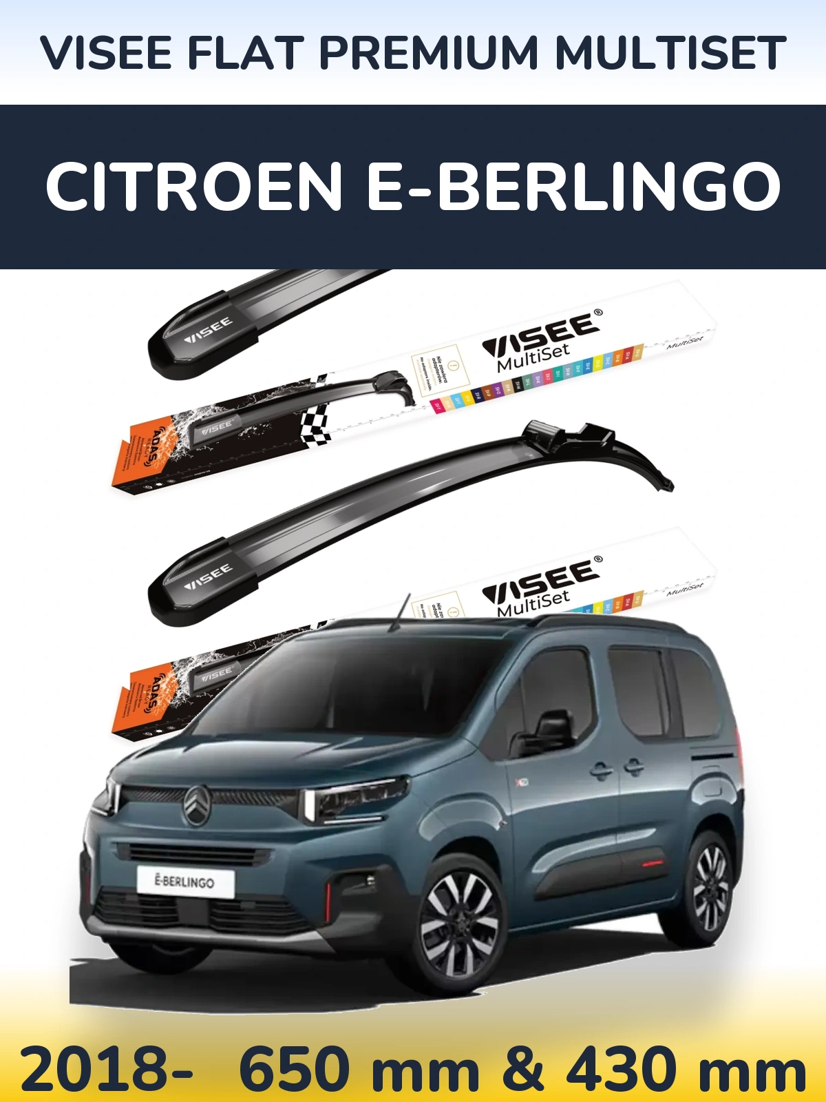 Torkarblad VISEE FLAT PREMIUM MultiSet för Citroen e-Berlingo