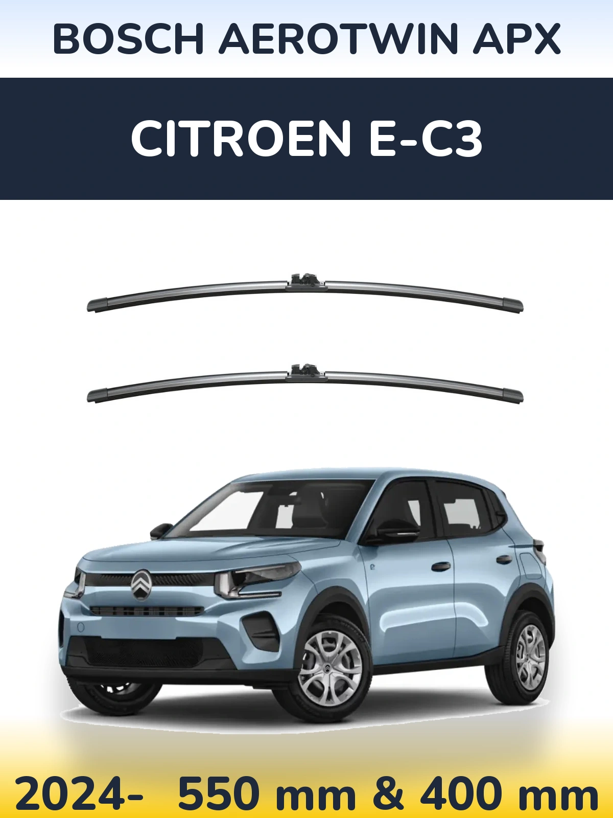 Комплект передних дворников BOSCH AeroTwin APX 550 & 400 мм для Citroen e-C3 2024-2026