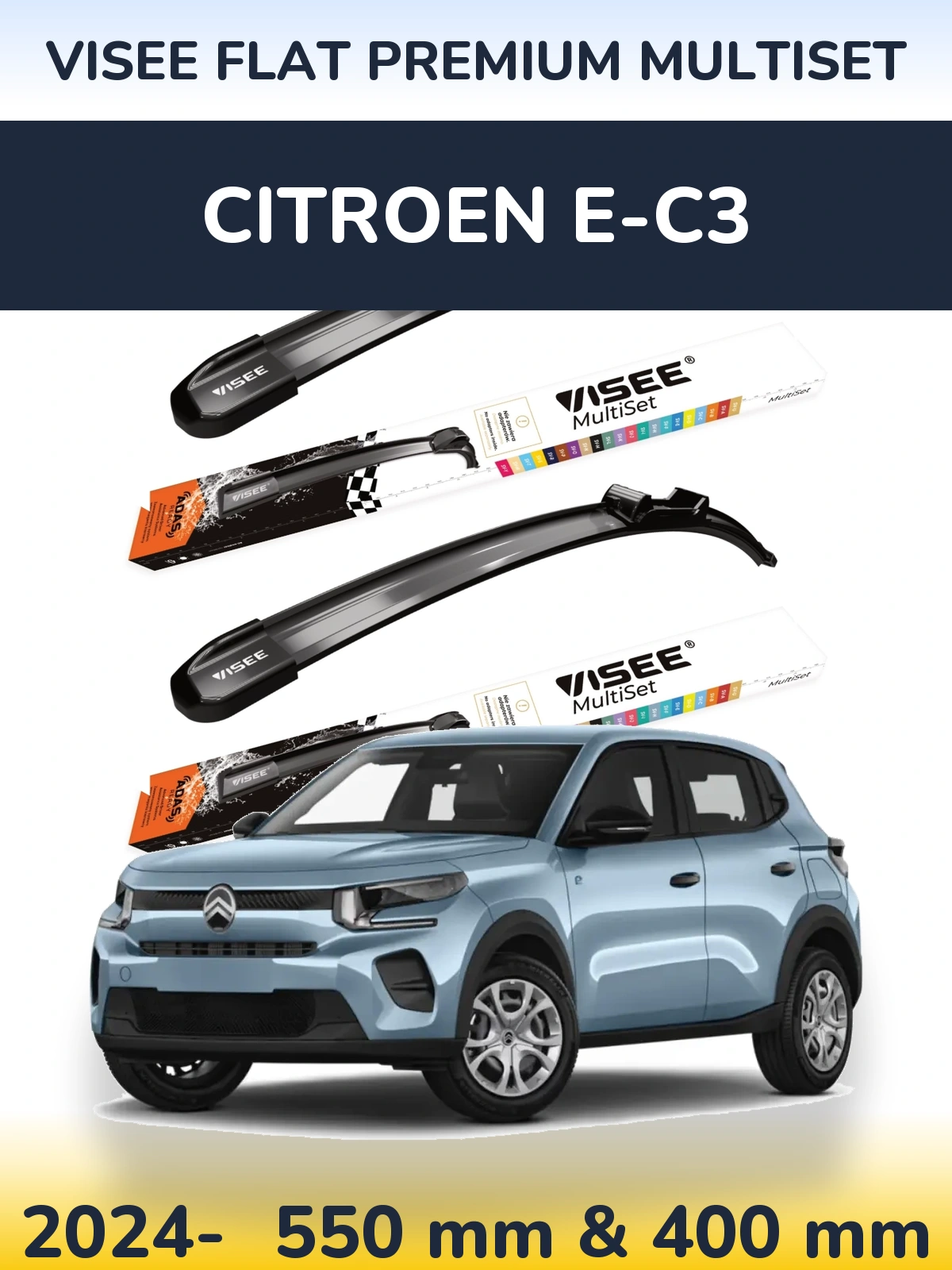 Torkarblad VISEE FLAT PREMIUM MultiSet för Citroen e-C3
