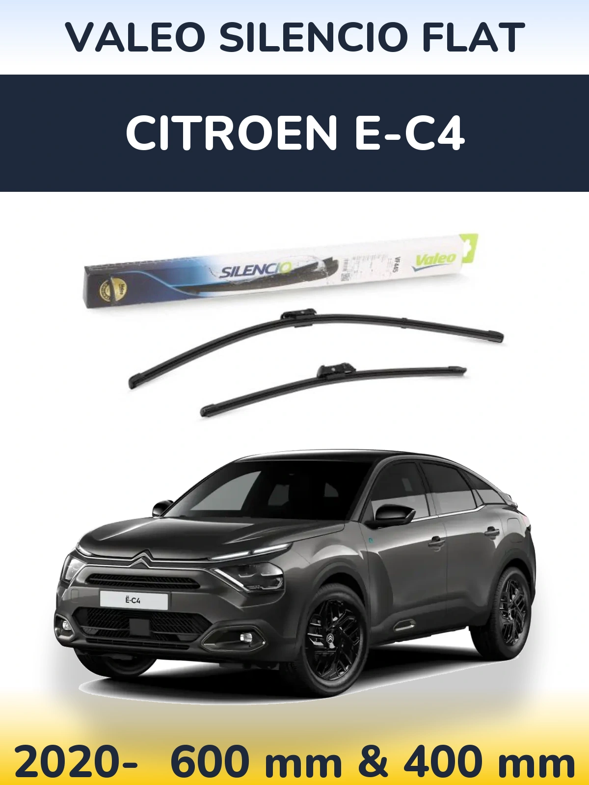 Комплект передних дворников Valeo Silencio Flat 600 & 400 мм для Citroen e-C4 2020-2026