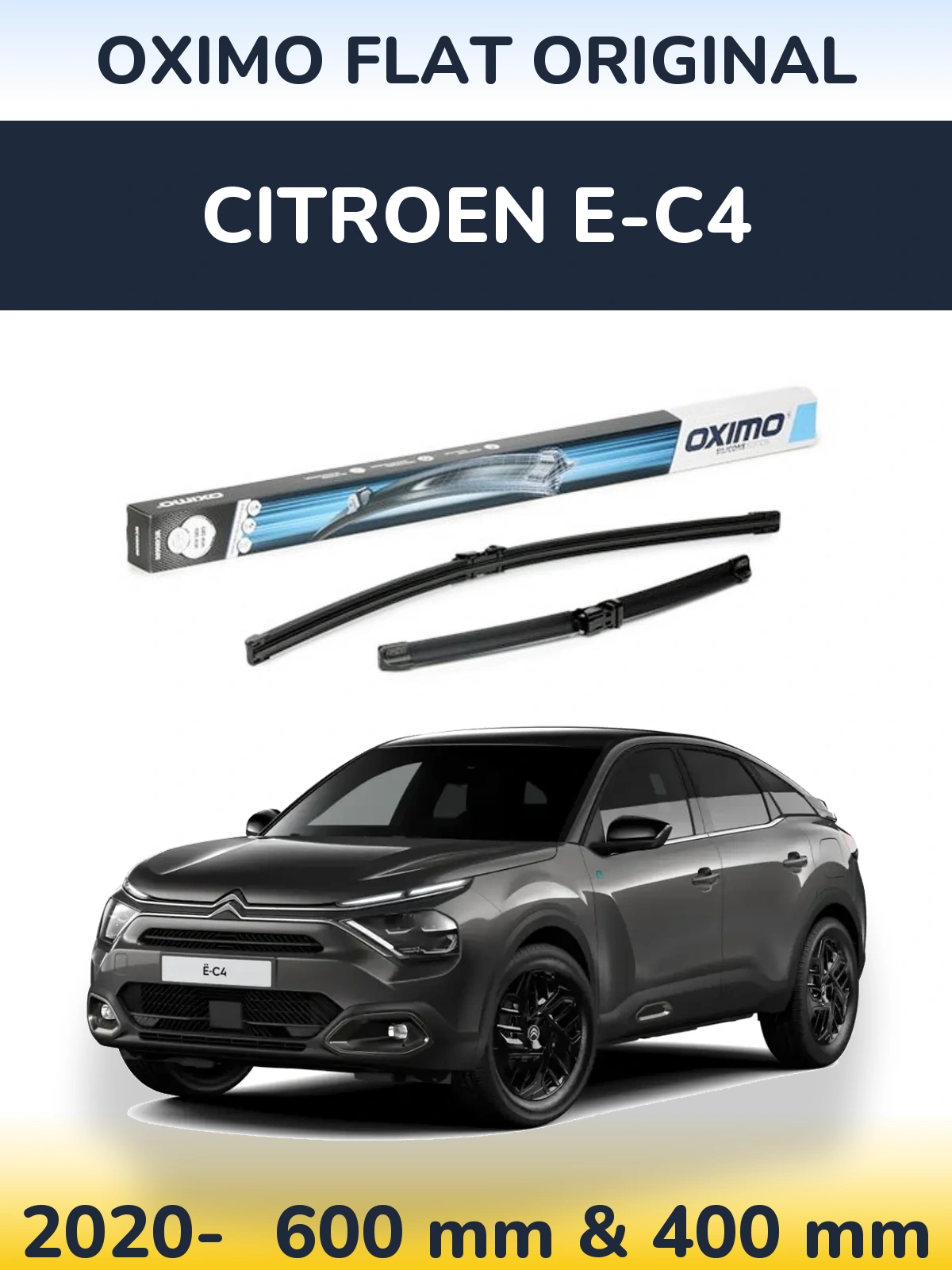 Комплект передніх щіток Oximo Flat Original 600 & 400 мм для Citroen e-C4 2020-2026