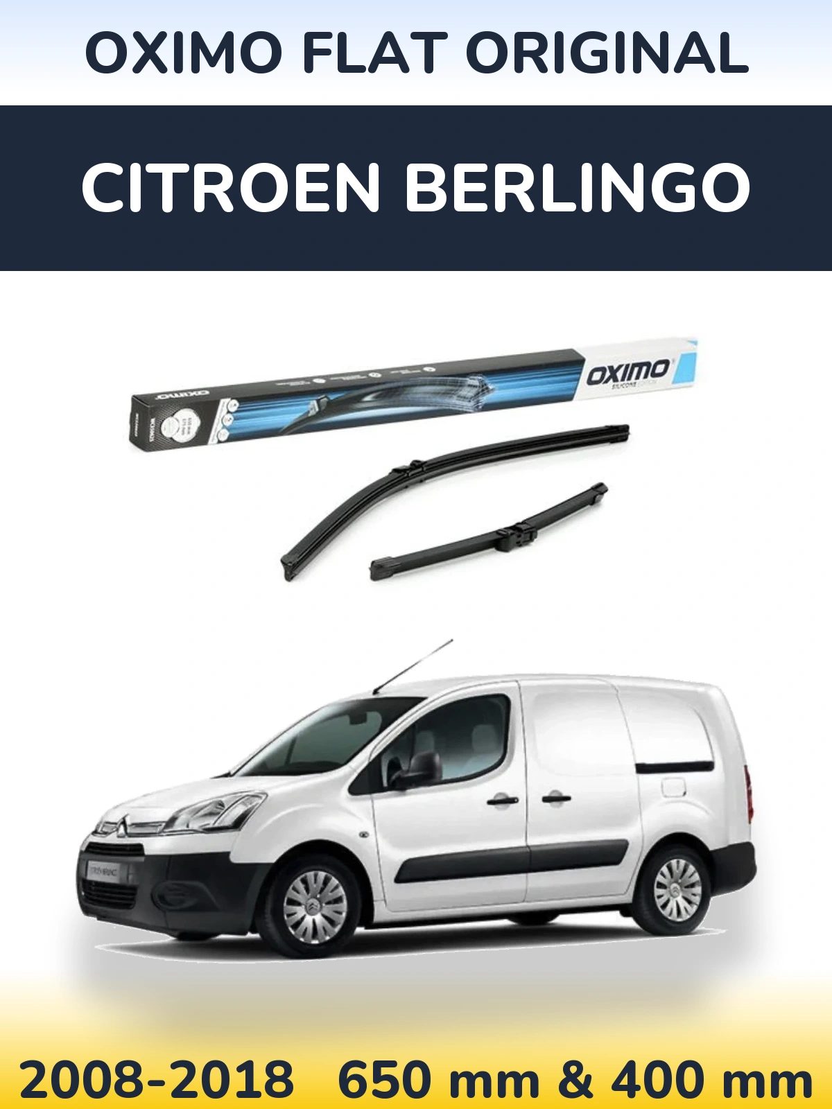 Комплект передніх щіток Oximo Flat Original 650 & 375 мм для Citroen Berlingo 2008-2018