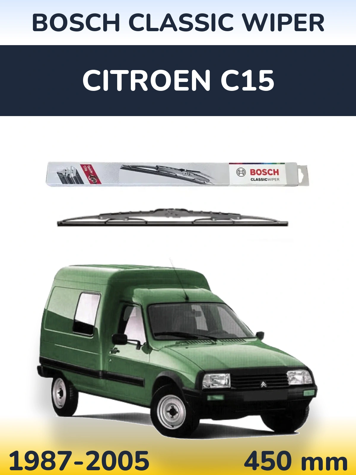 Передня щітка BOSCH Classic Wiper 450 мм для Citroen C15 1987-2005