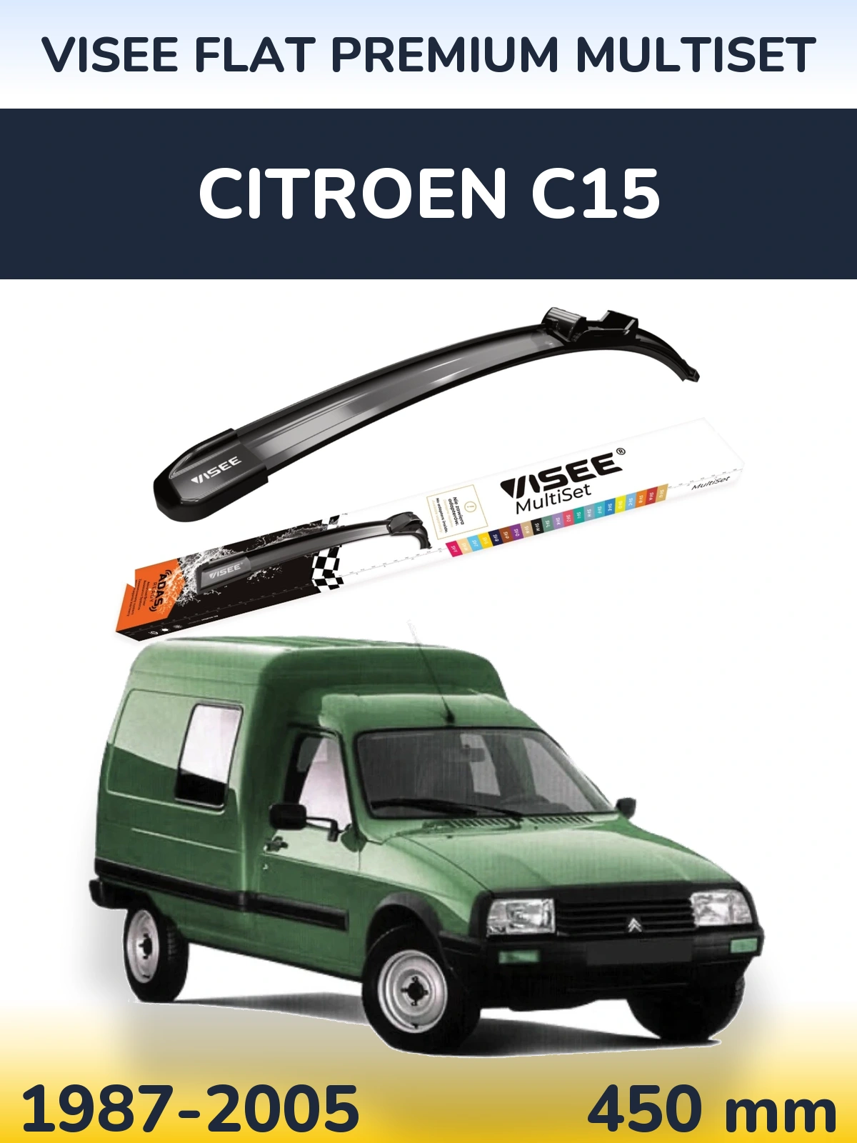 Torkarblad VISEE FLAT PREMIUM MultiSet för Citroen C15