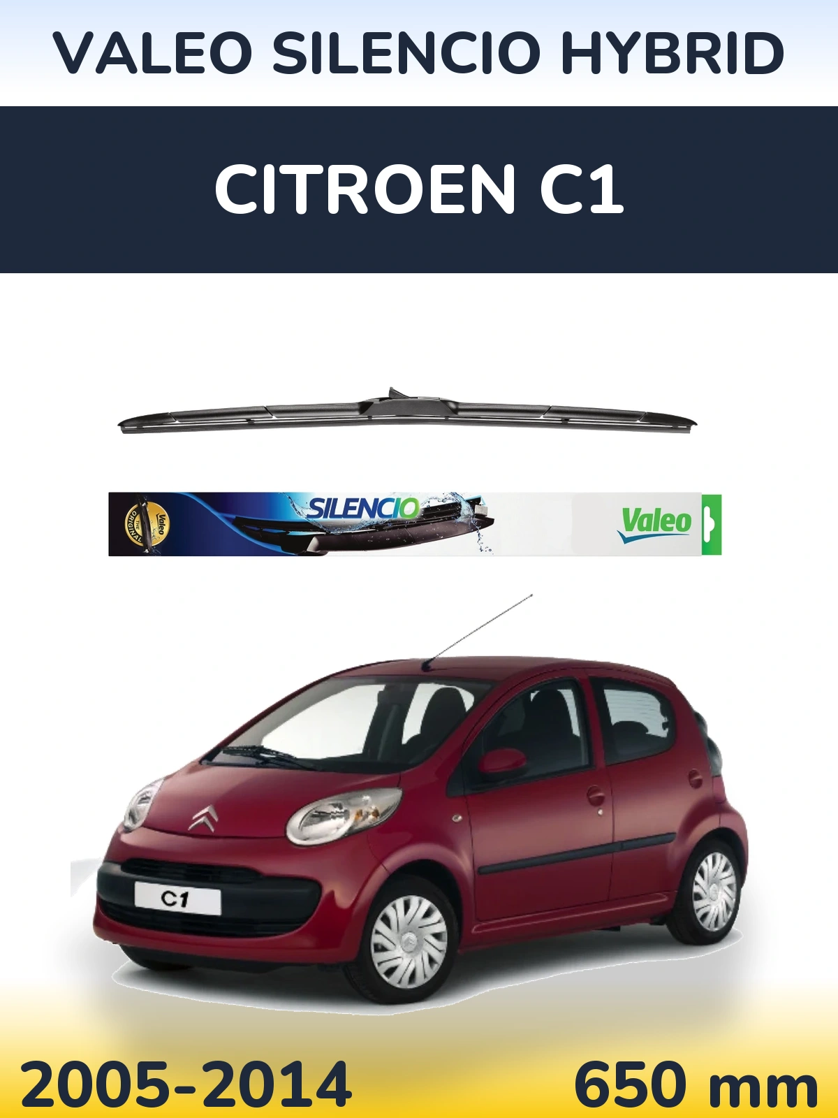 Torkarblad Valeo Silencio Hybrid för Citroen C1