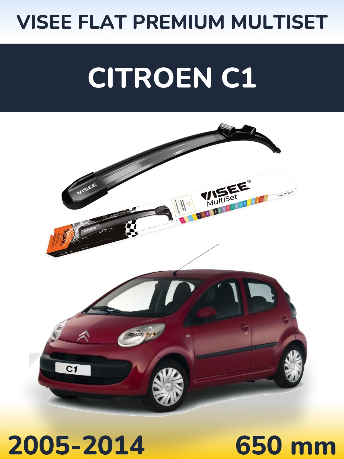 Torkarblad VISEE FLAT PREMIUM MultiSet för Citroen C1