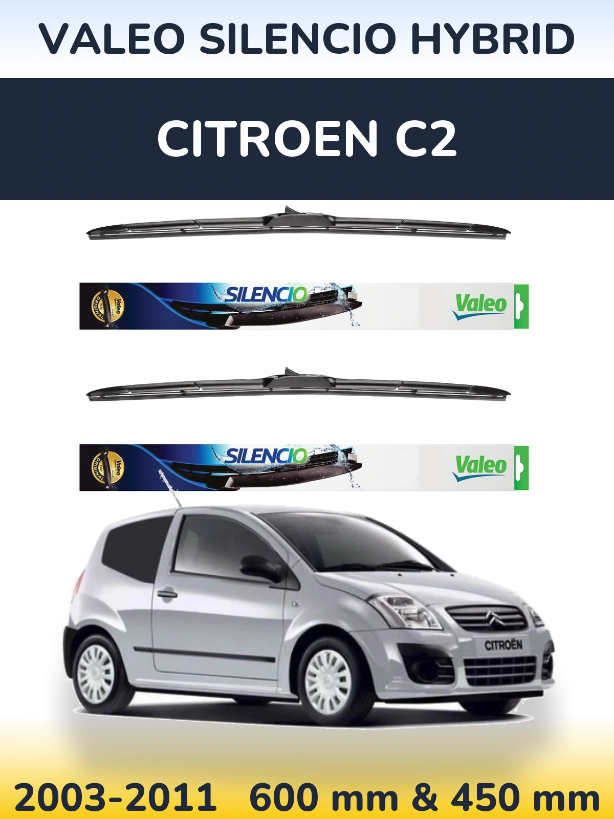 Torkarblad Valeo Silencio Hybrid för Citroen C2